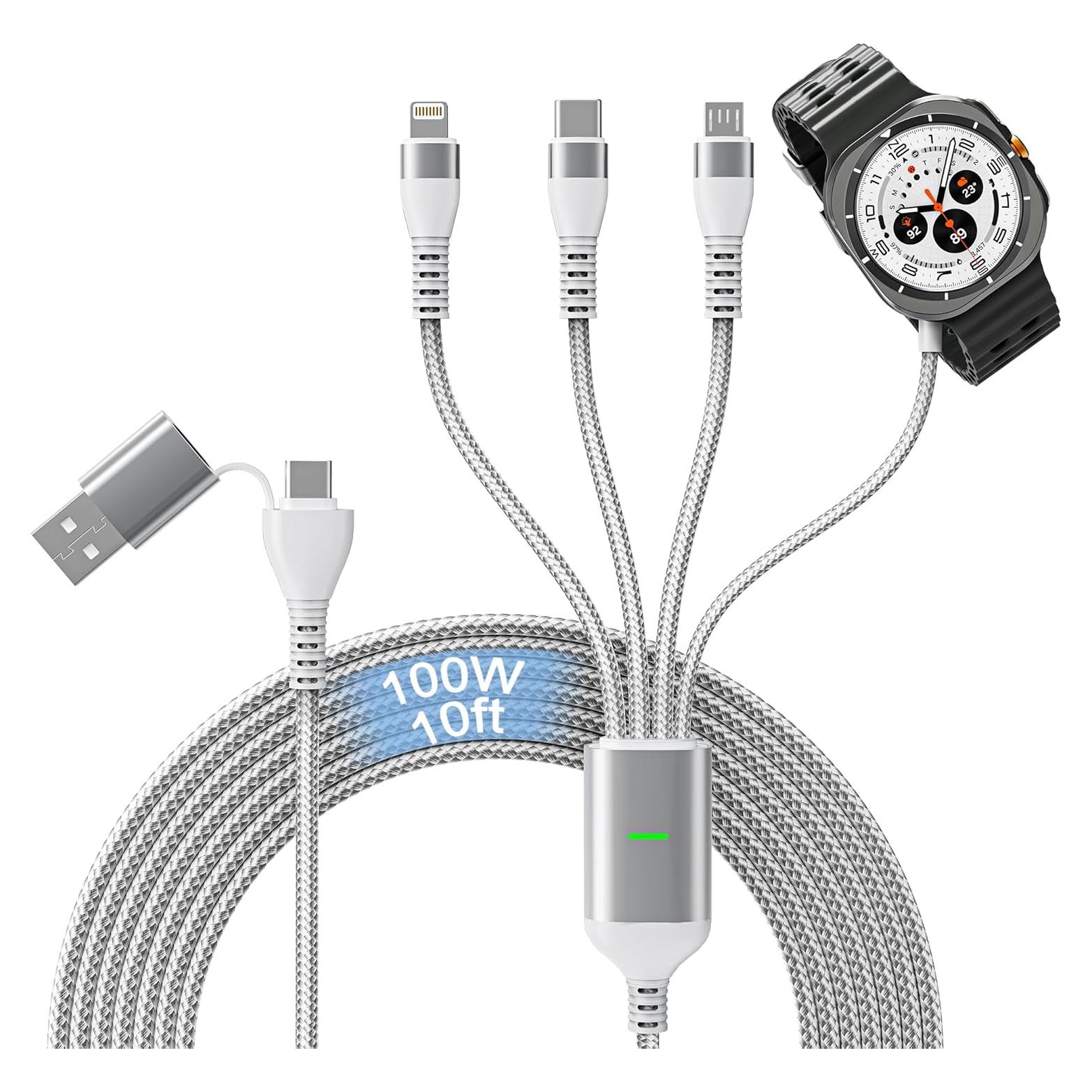 Cable de carga múltiple 4-en-2 100W para Samsung Watch 3m