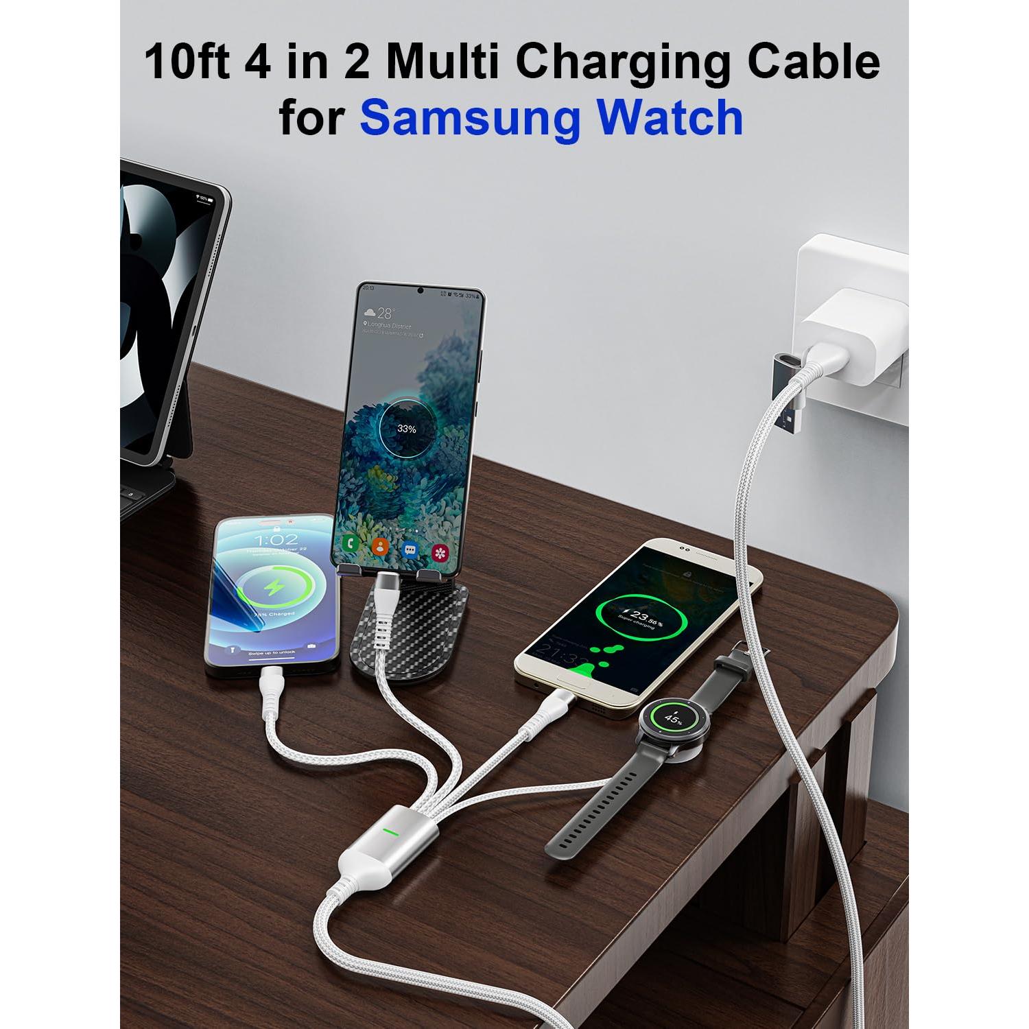 Cable de carga múltiple 4-en-2 100W para Samsung Watch 3m