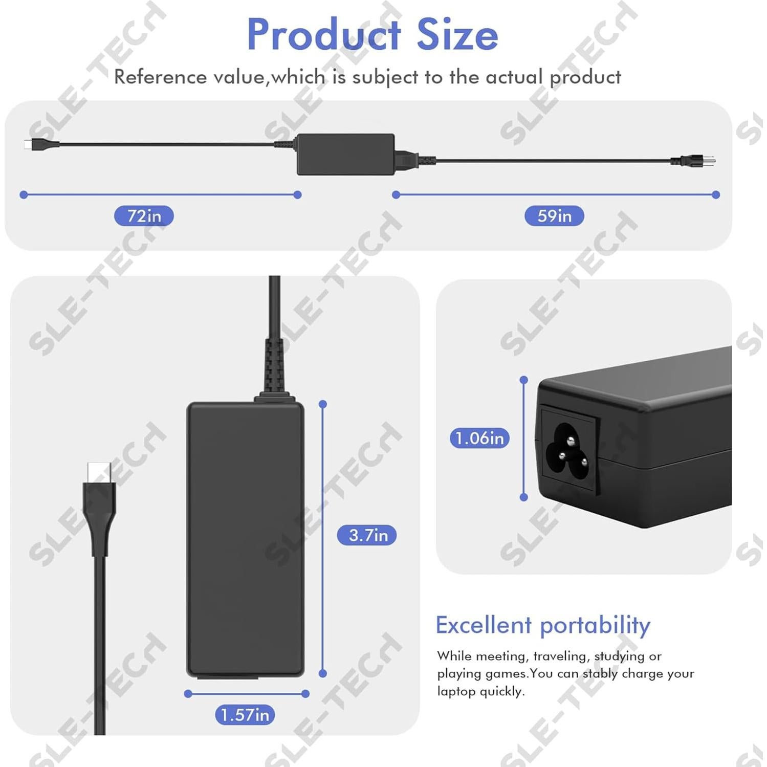 Cargador USB C 45W SLE-TECH para Laptop HP, Dell, Lenovo