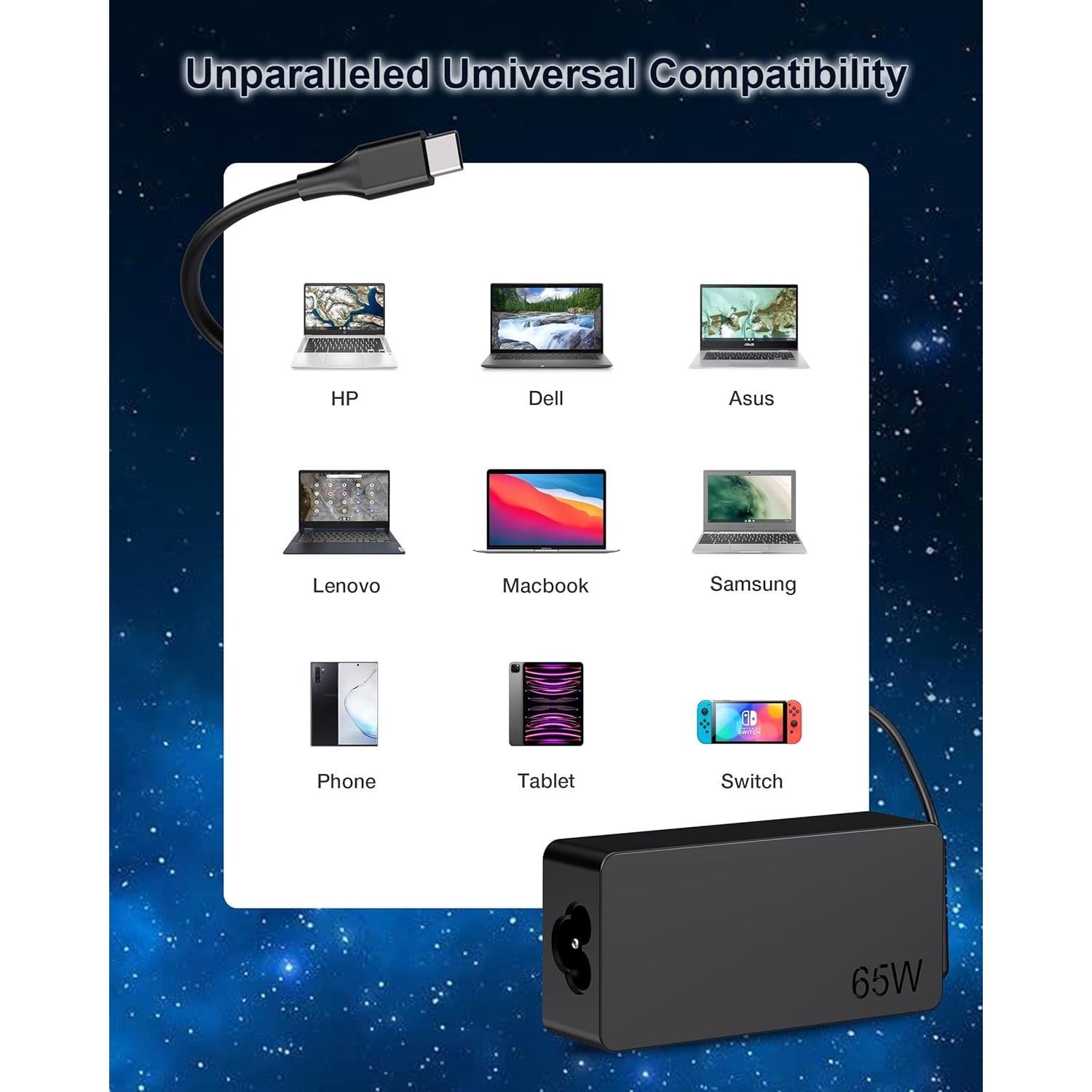 Cargador de Laptop USB C 65W Skstyle para Lenovo HP Dell