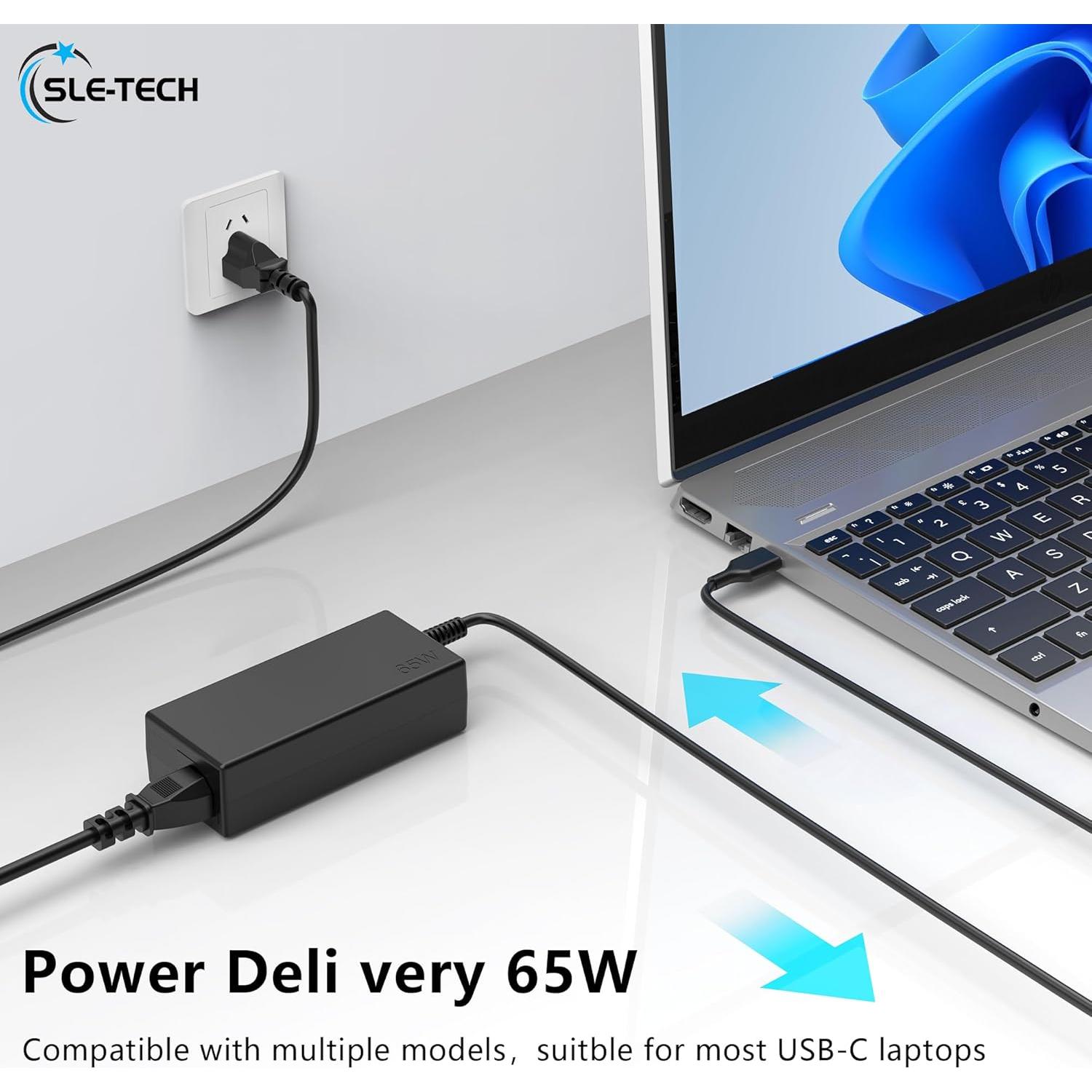 Cargador USB C 65W SLE-TECH Compatible con HP Chromebook 14