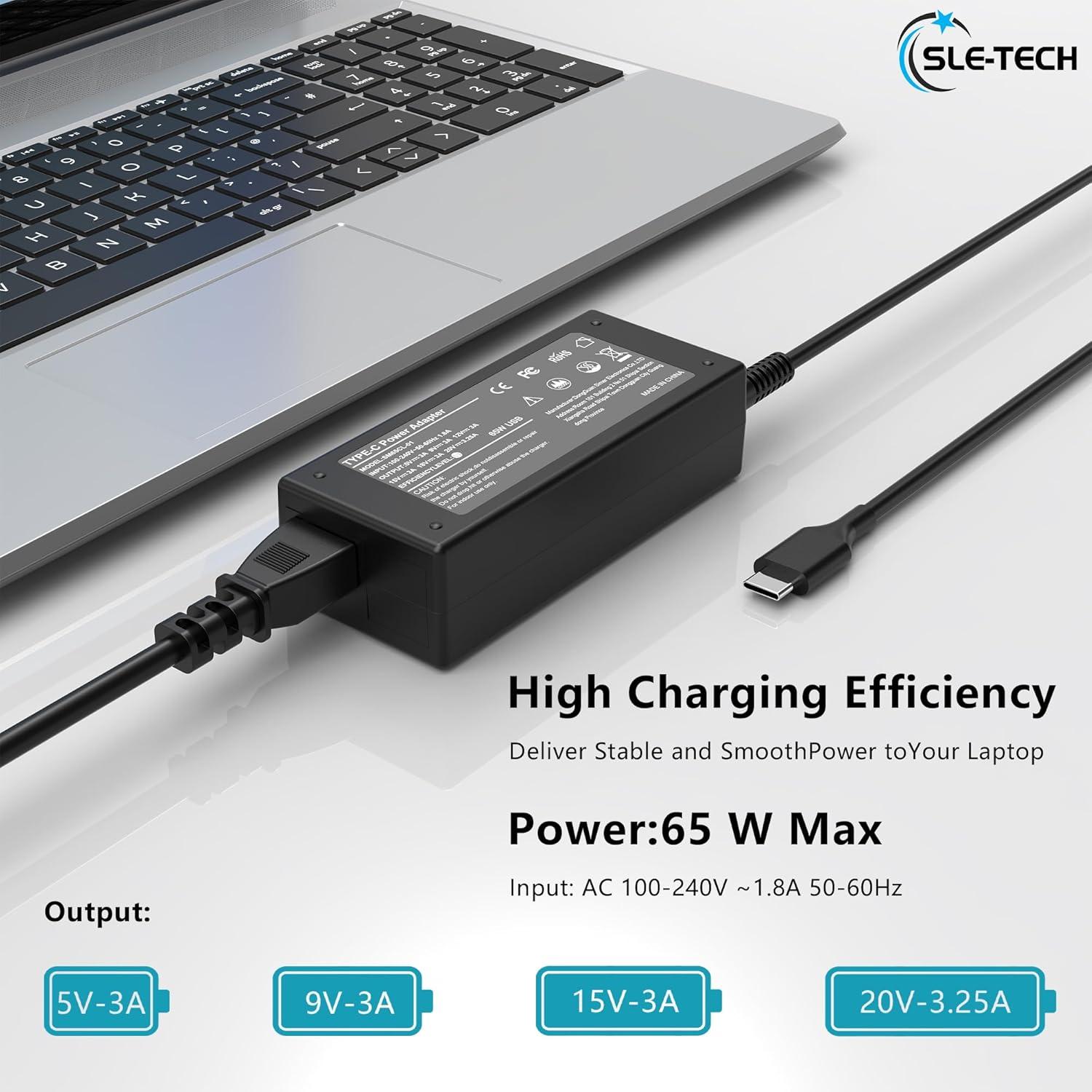 Cargador USB C 65W SLE-TECH Compatible con HP Chromebook 14