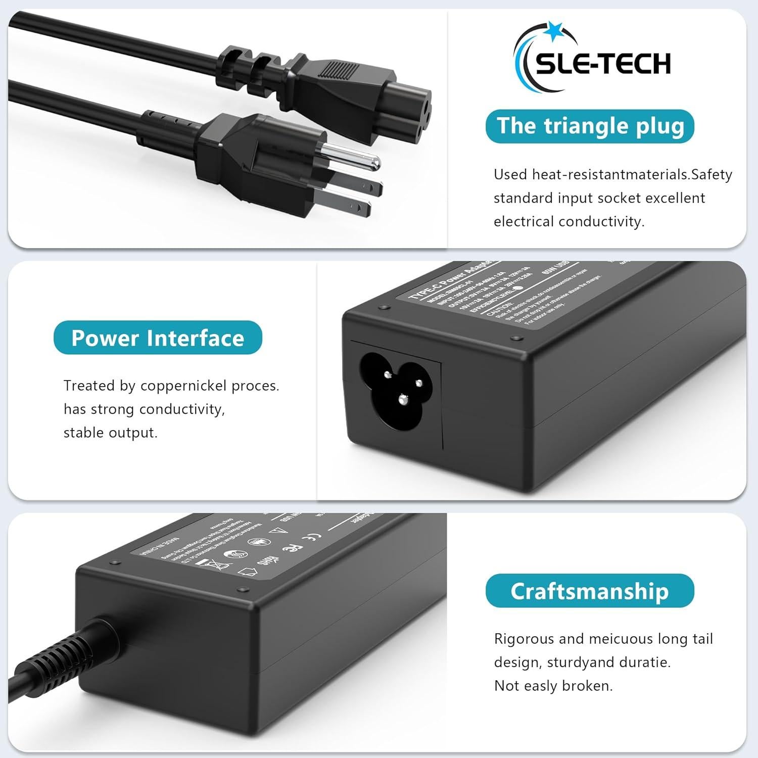 Cargador USB C 65W SLE-TECH Compatible con HP Chromebook 14