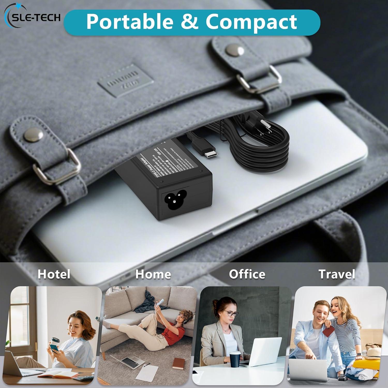 Cargador USB C 65W SLE-TECH Compatible con HP Chromebook 14