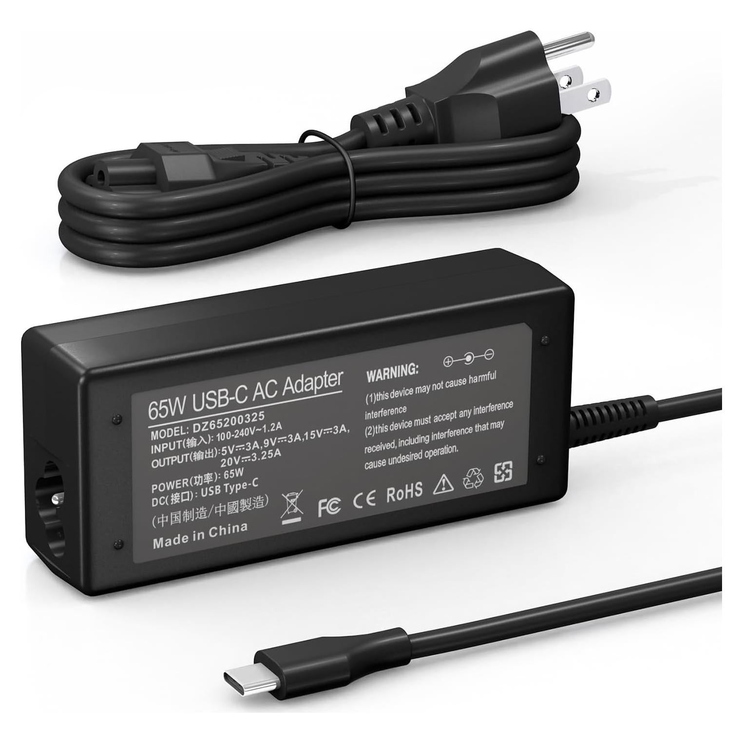 Cargador USB C 65W HHamoyzs para Chromebook y HP/Dell/Lenovo