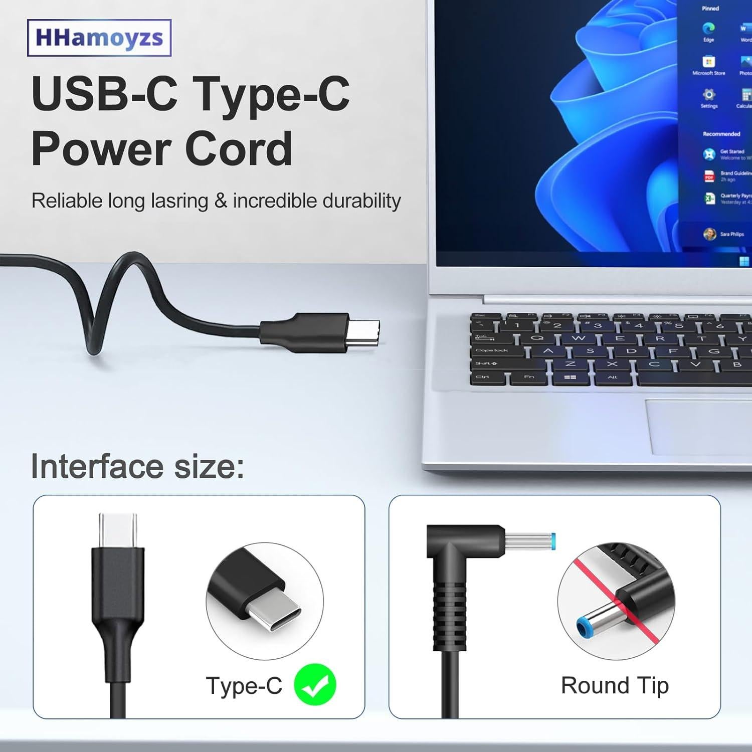 Cargador USB C 65W HHamoyzs para Chromebook y HP/Dell/Lenovo