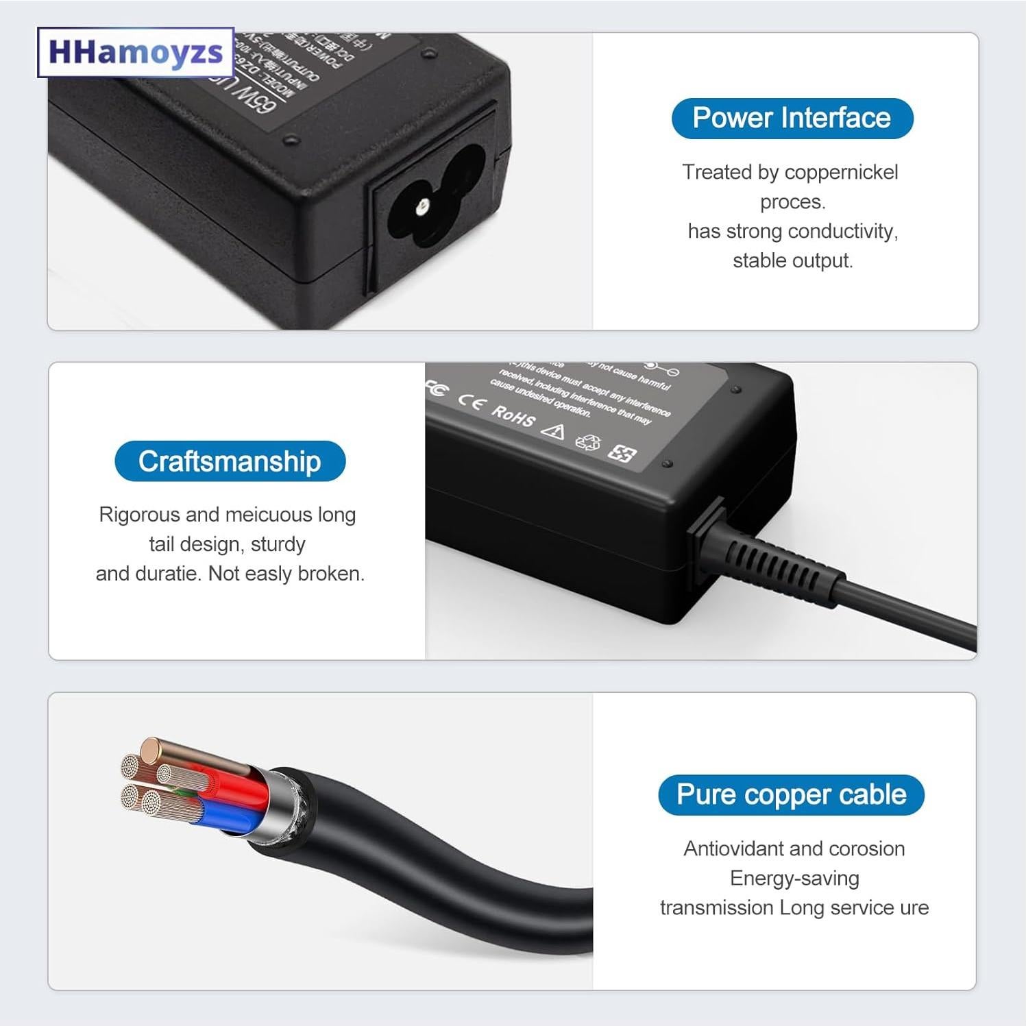 Cargador USB C 65W HHamoyzs para Chromebook y HP/Dell/Lenovo