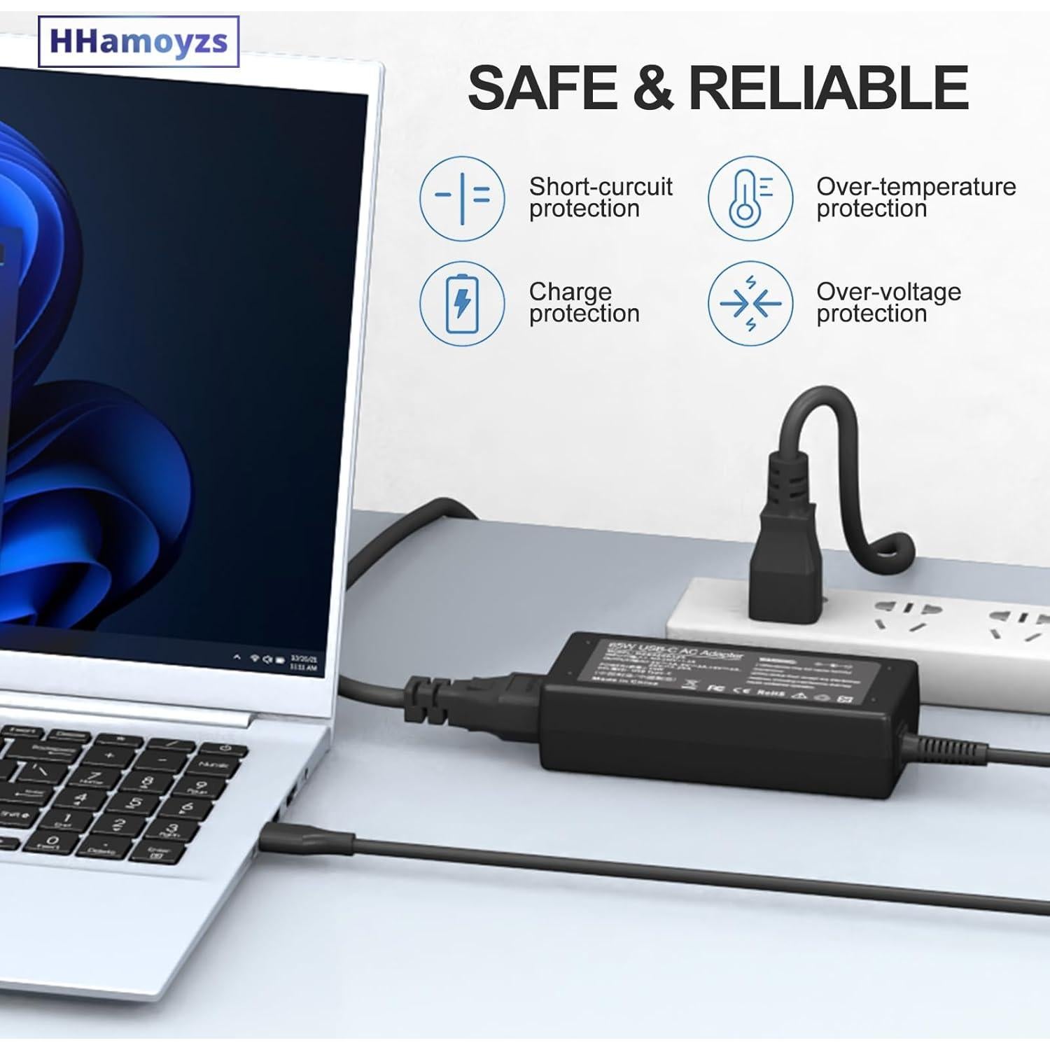 Cargador USB C 65W HHamoyzs para Chromebook y HP/Dell/Lenovo