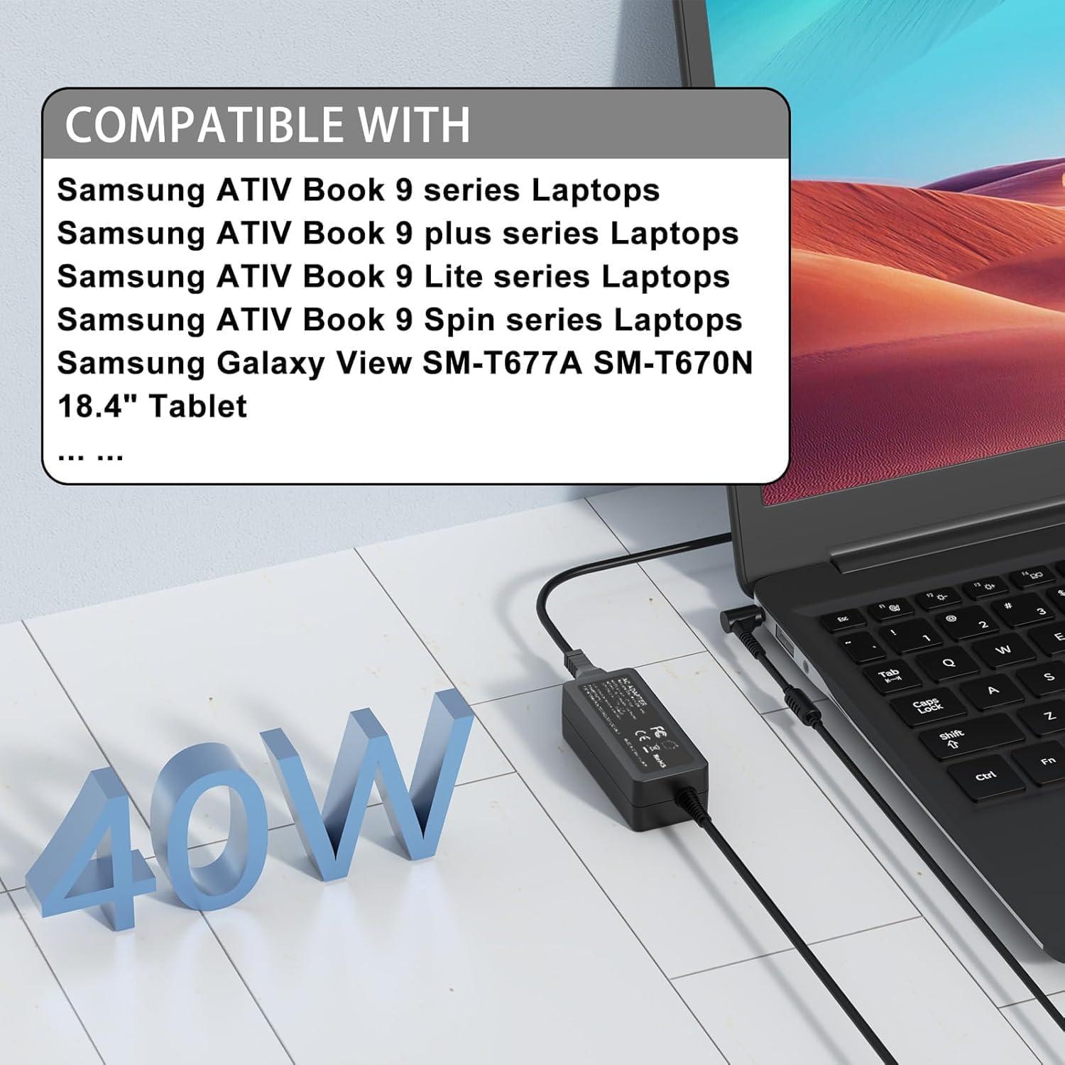 Cargador VHBW 40W para Samsung ATIV Book 9 - Adaptador 19.5V