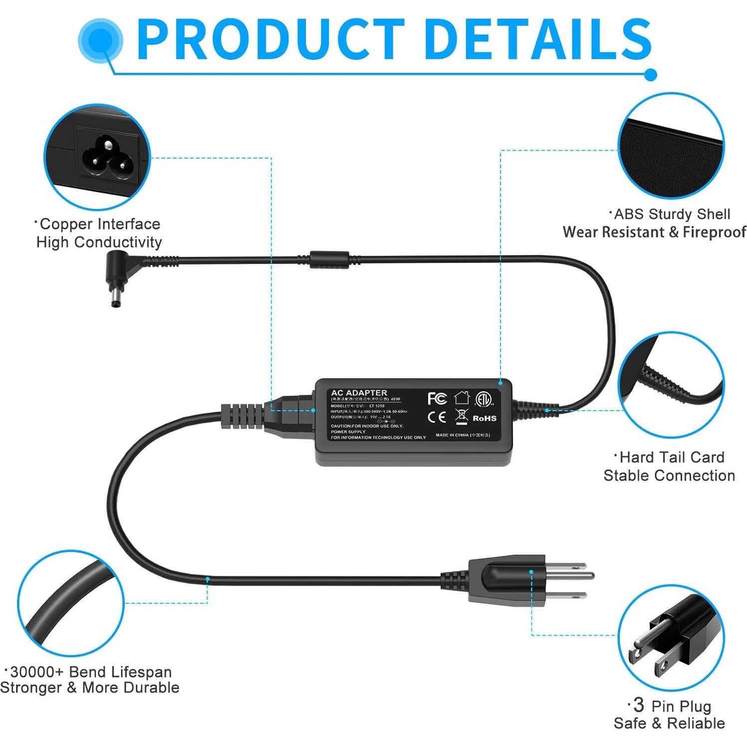 Cargador VHBW 40W para Samsung ATIV Book 9 - Adaptador 19.5V