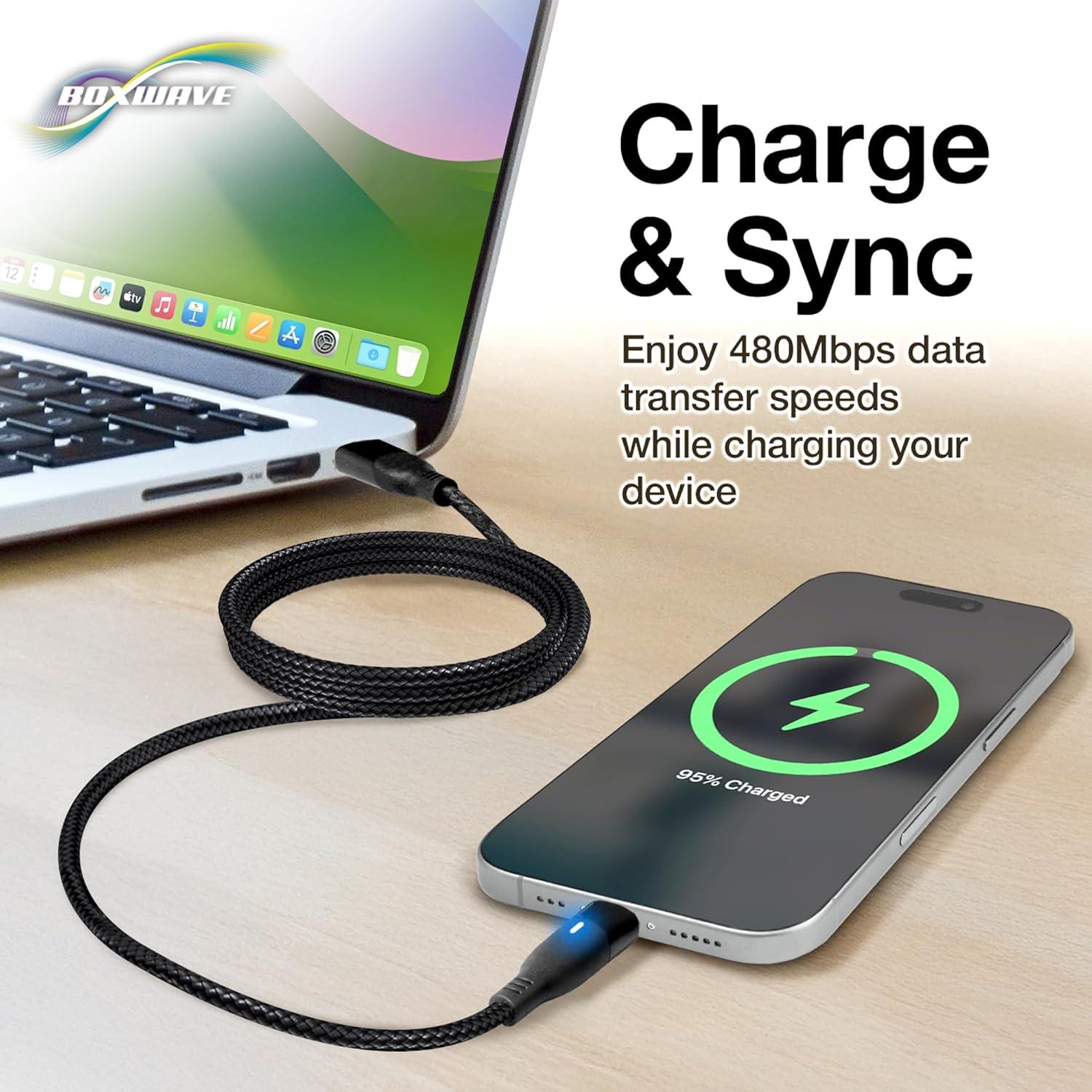 Cable MagnetoSnap BoxWave 100W PD USB-C Micro Trenzado