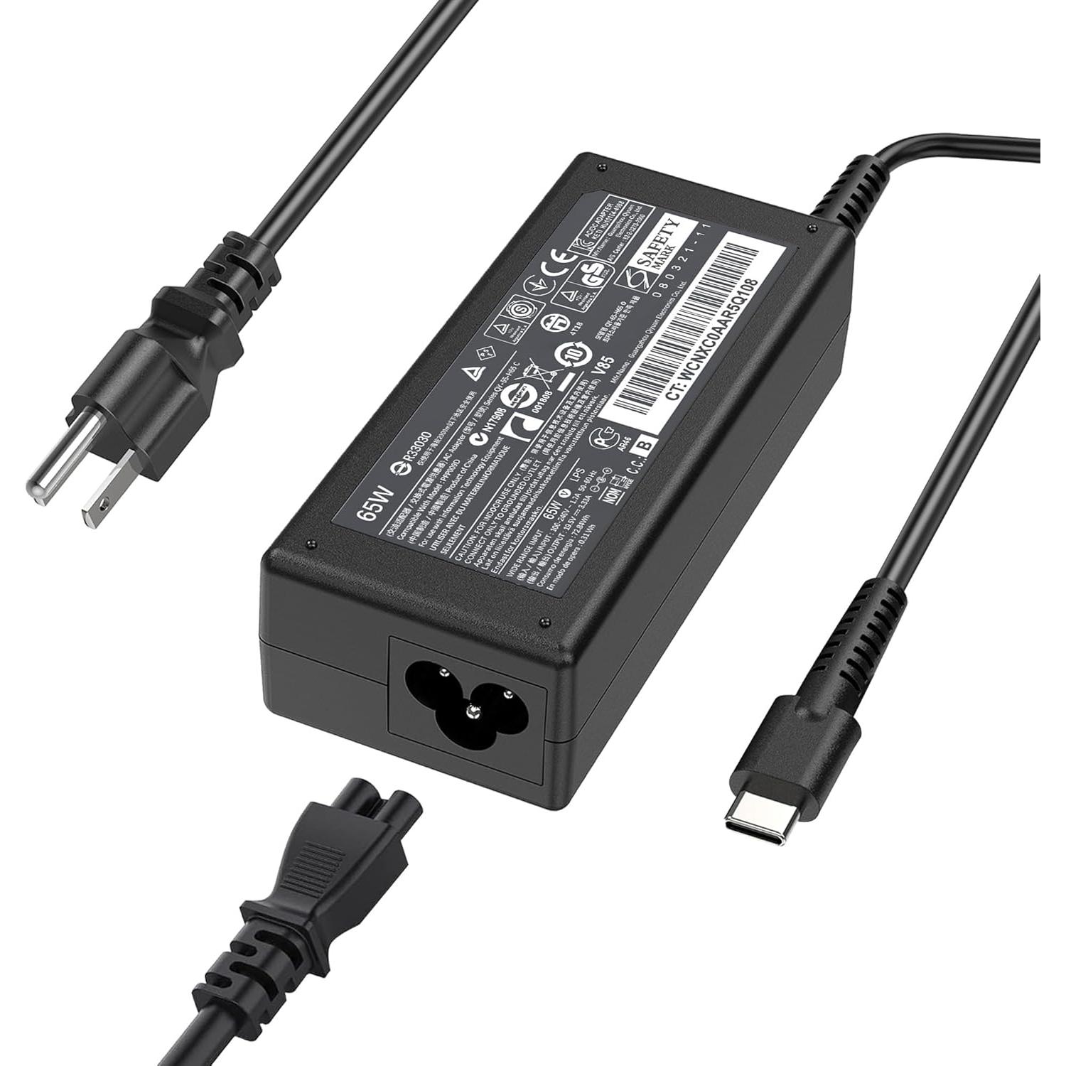 Cargador USB-C 65W HP EliteBook ProBook Chromebook Rápido