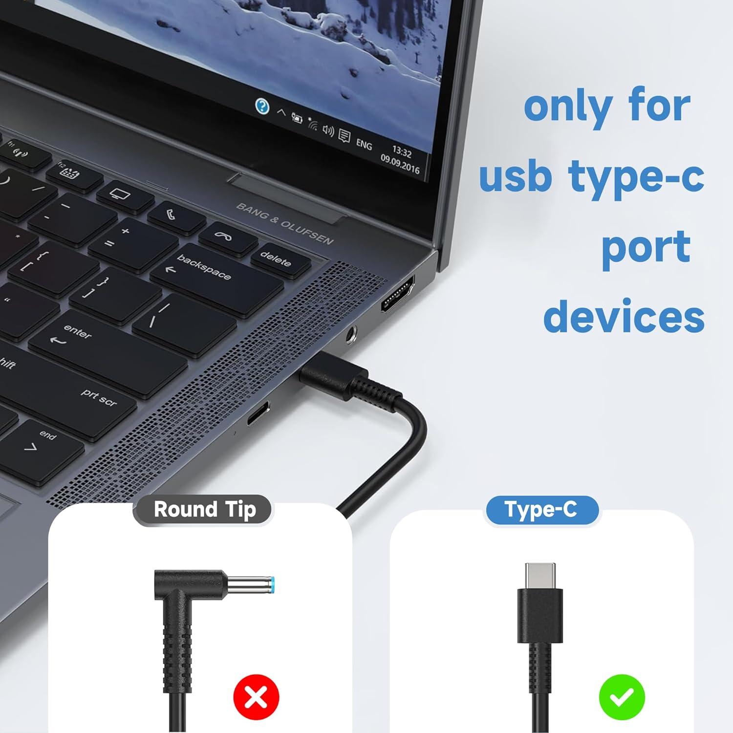 Cargador USB-C 65W HP EliteBook ProBook Chromebook Rápido