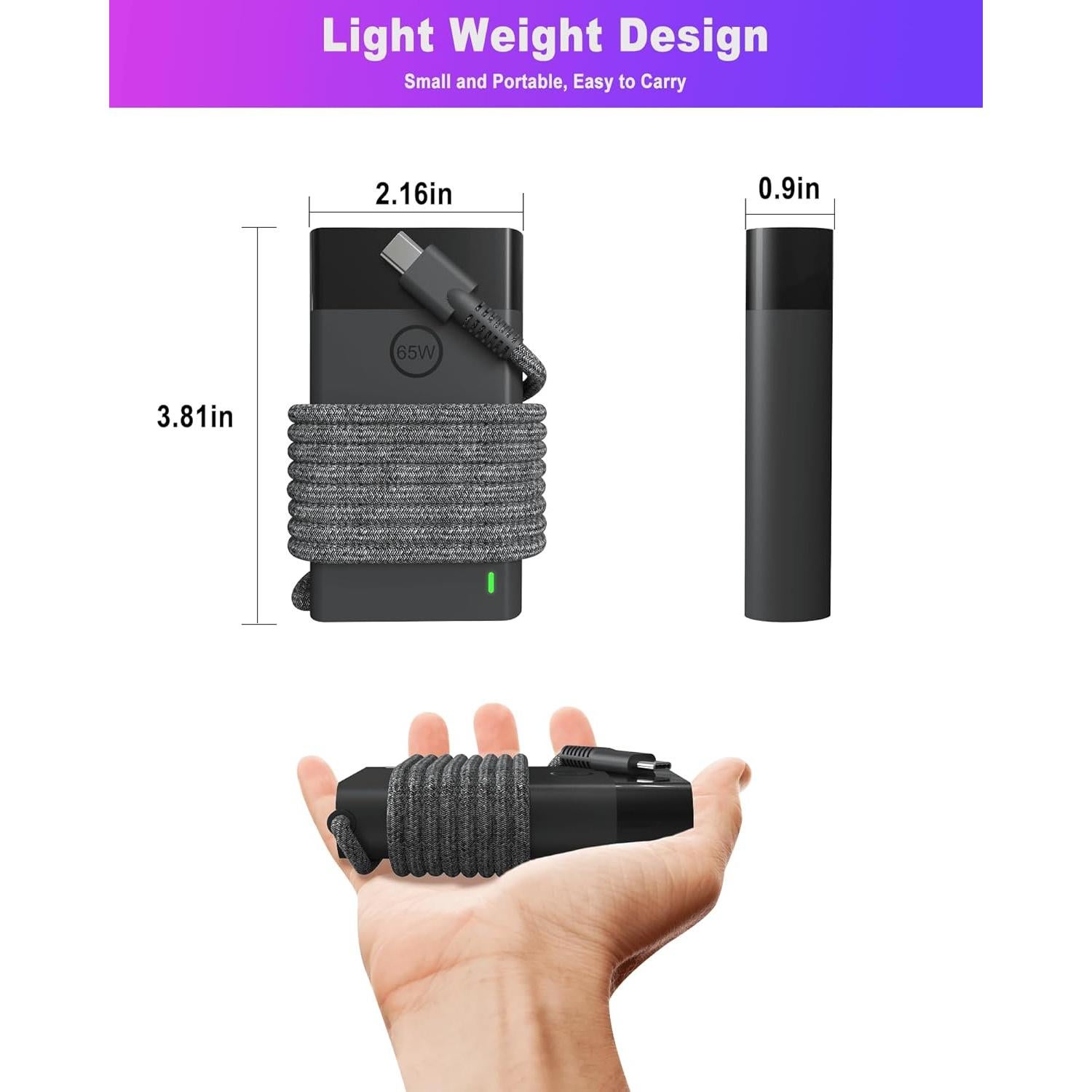 Cargador USB-C 65W STJJNNWI Compatible con HP Envy y EliteBook