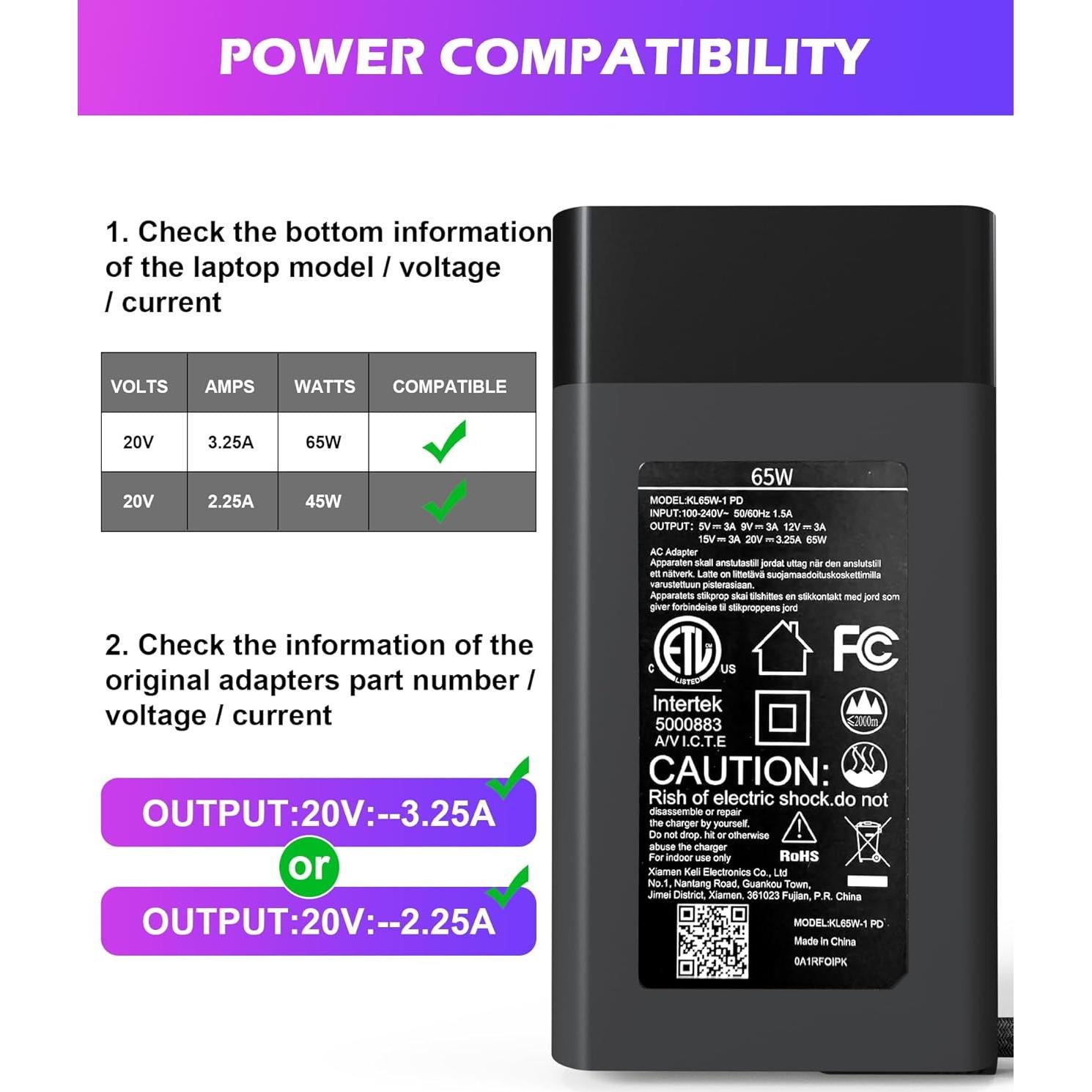 Cargador USB-C 65W STJJNNWI Compatible con HP Envy y EliteBook