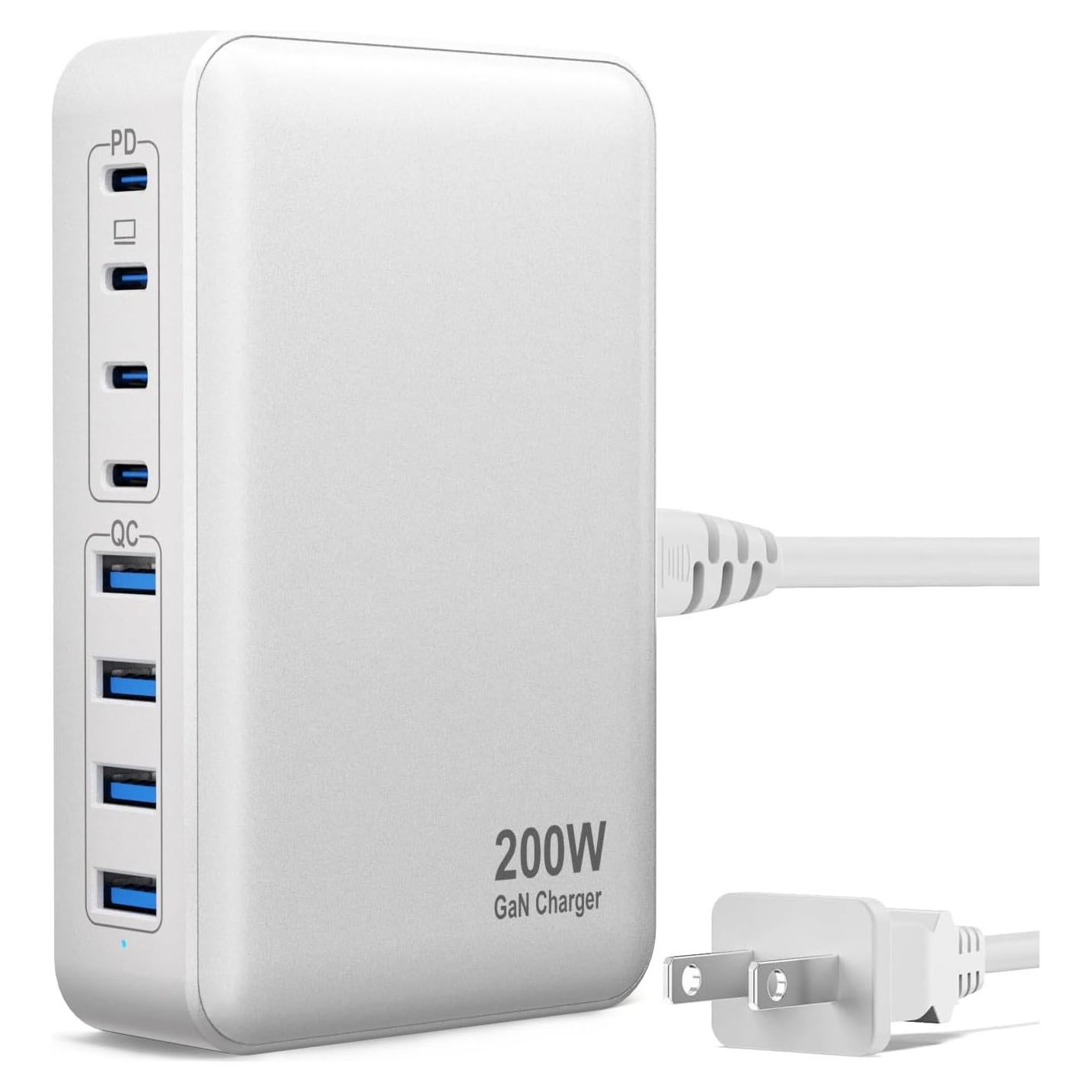 Cargador USB C 200W GaN 8 Puertos Rápido Dongguan