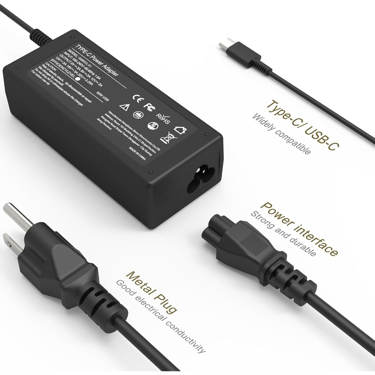 Cargador Universal 65W USB Tipo C Compatible Chromebook