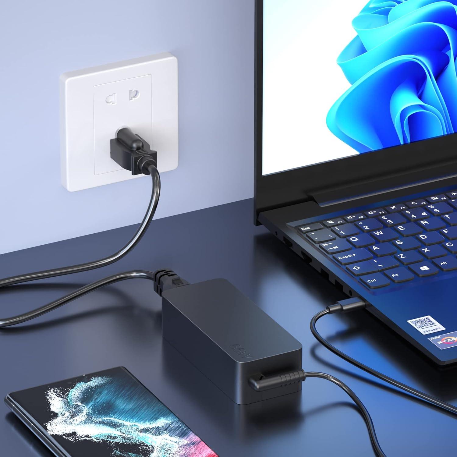 Cargador USB-C 65W Lenovo Adaptador de Corriente para Laptops