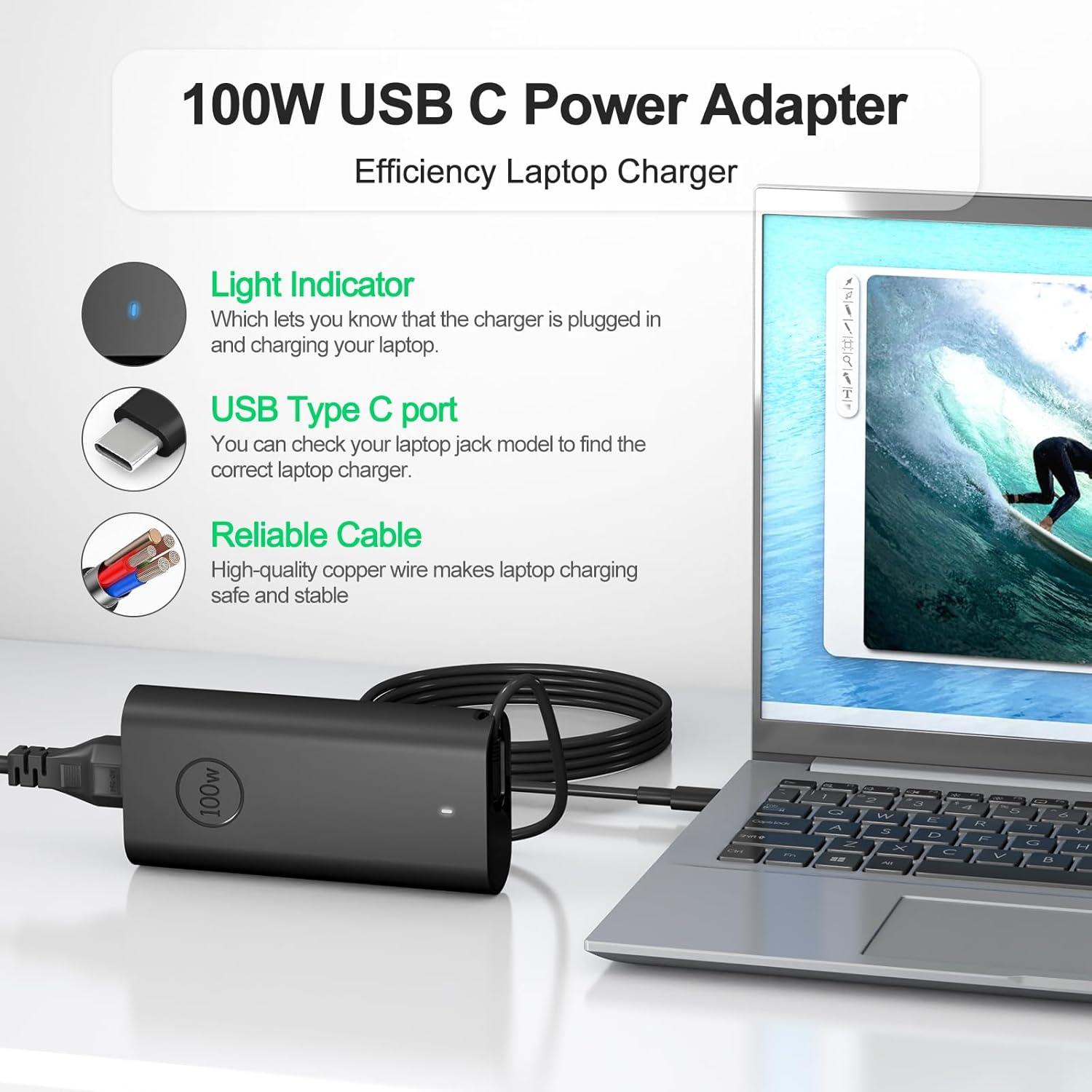 Cargador de Laptop 100W GaN USB-C Compatible Dell Precision