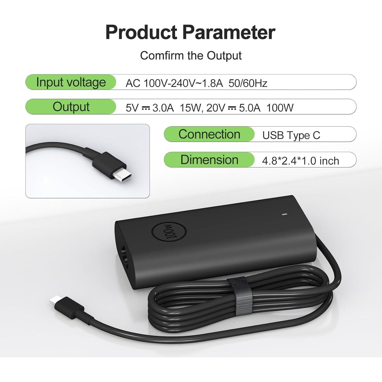 Cargador de Laptop 100W GaN USB-C Compatible Dell Precision