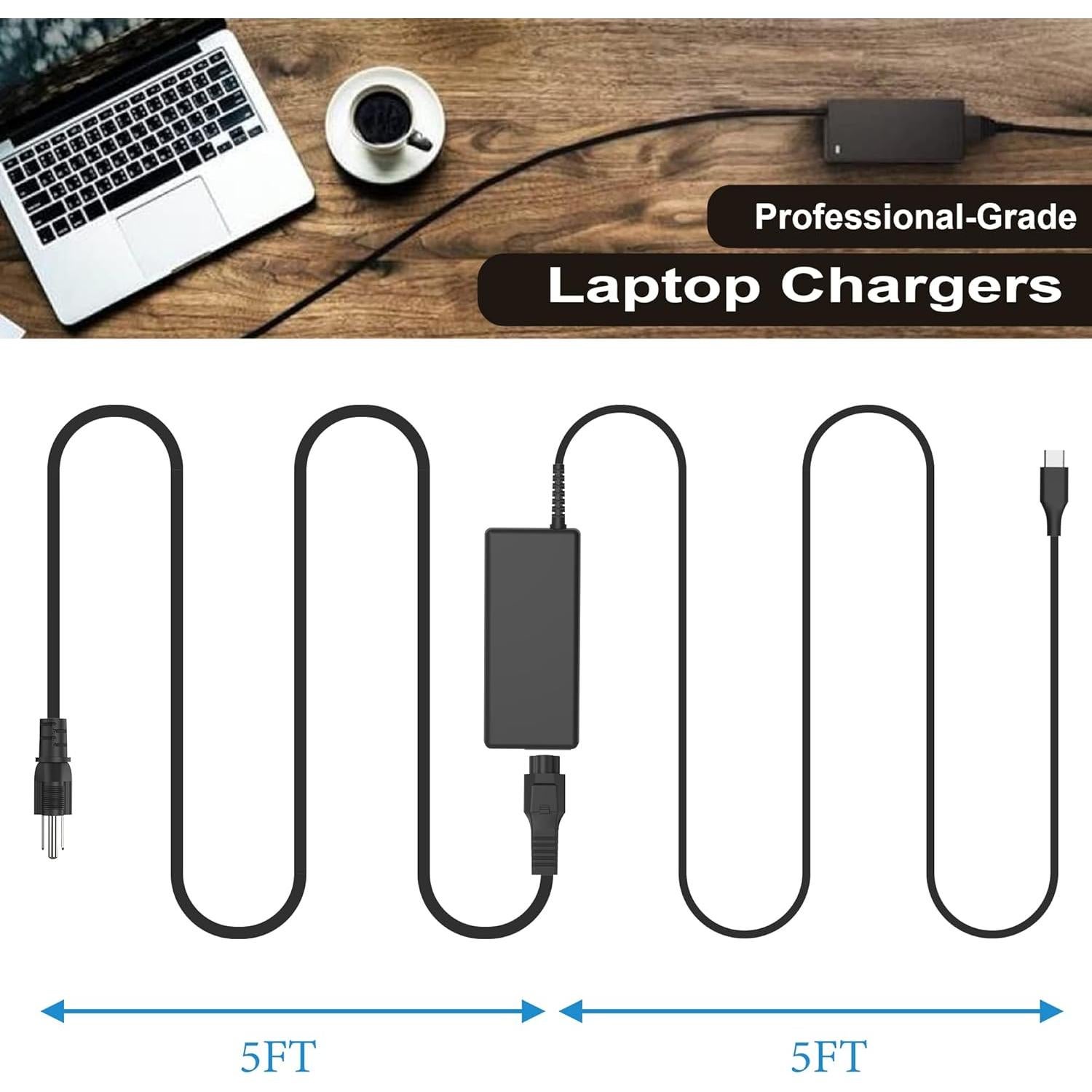 Cargador USB-C 65W YEOTSMUT para Laptop HP, Dell, Lenovo