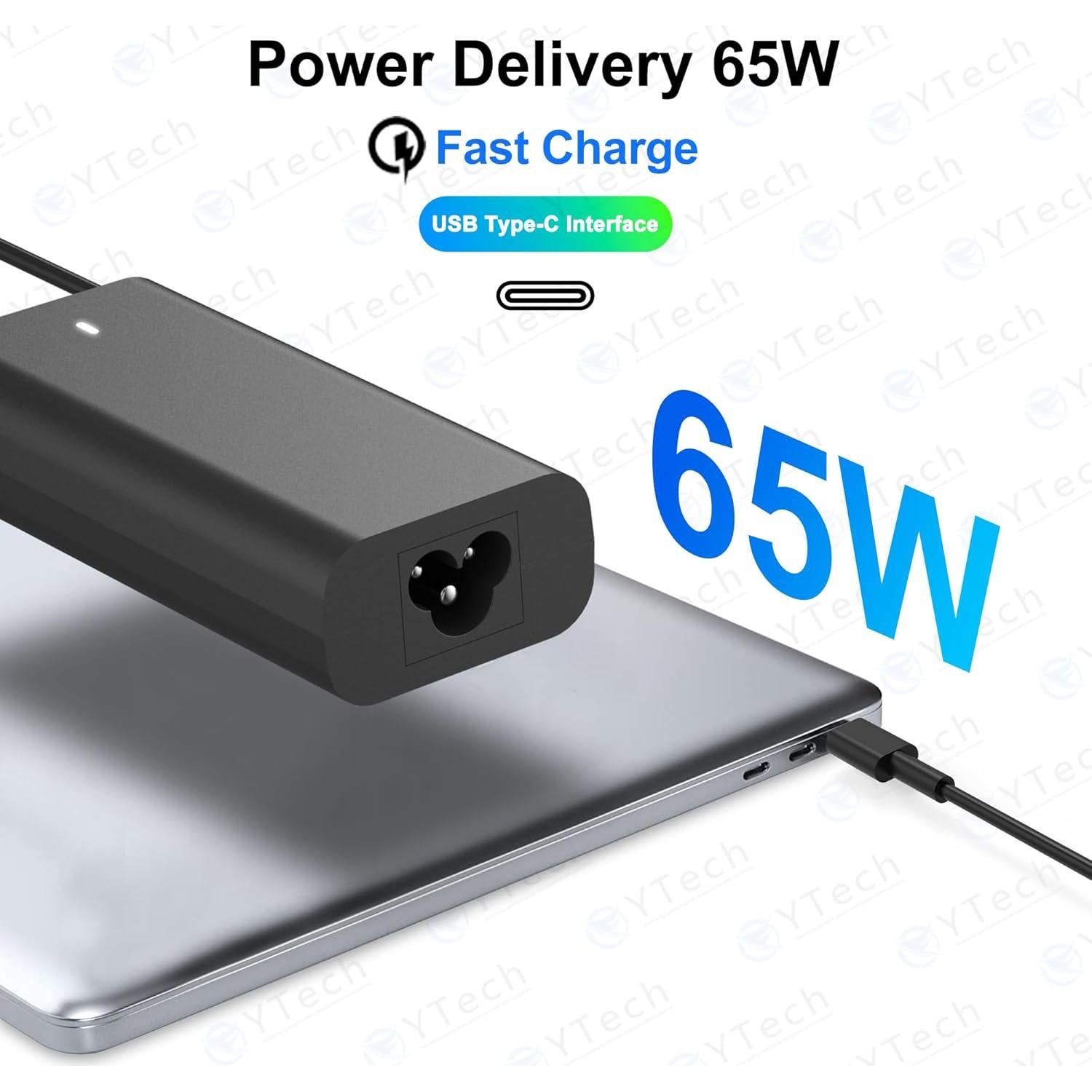 Cargador USB C 65W YTech para Dell XPS y Chromebook