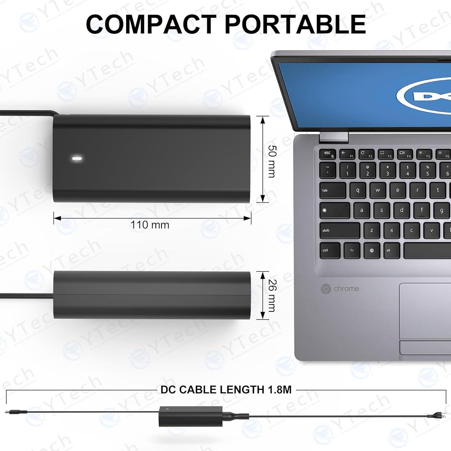 Cargador USB C 65W YTech para Dell XPS y Chromebook