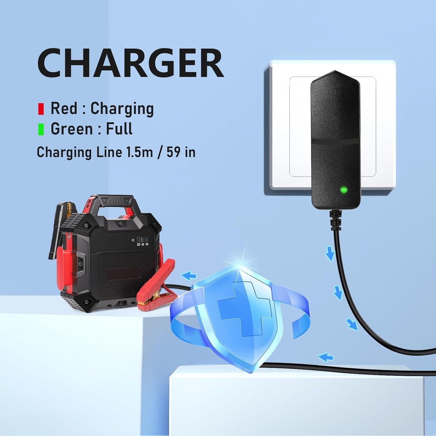 Cargador 15V 1A YDRANT para Arrancador de Coche Portátil