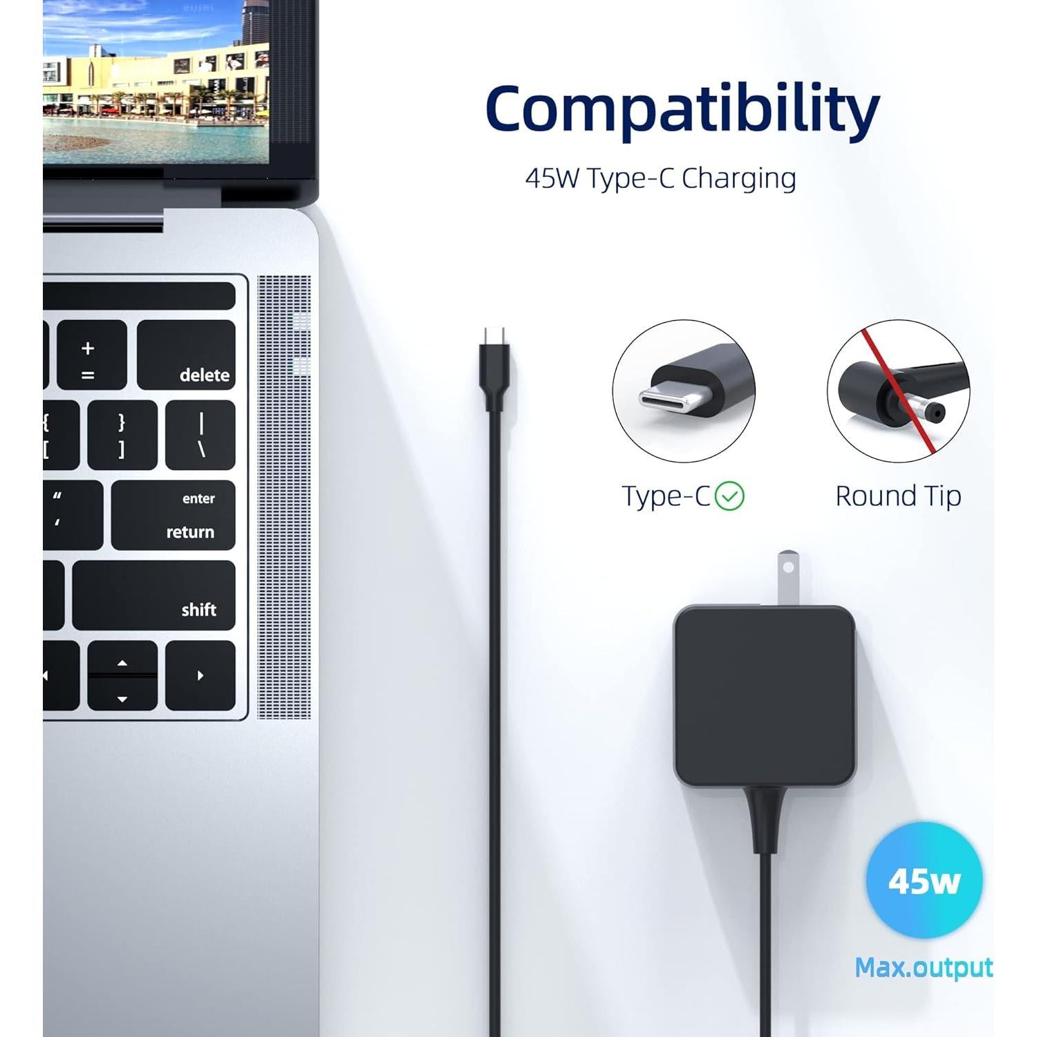 Cargador de CA 45W Nicpower para Samsung Galaxy Chromebook