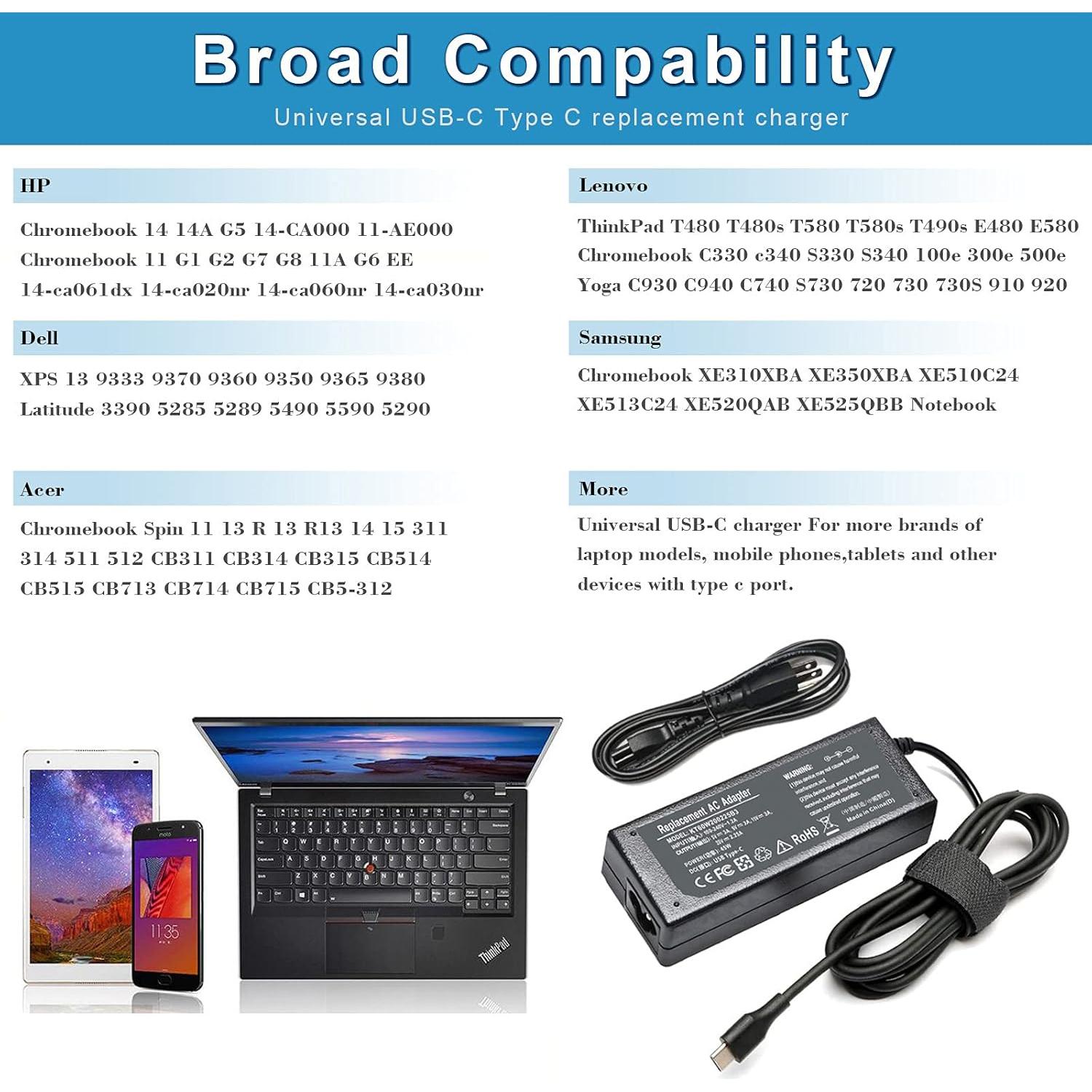 Cargador USB C 45W Emanjor para Samsung Chromebook y más