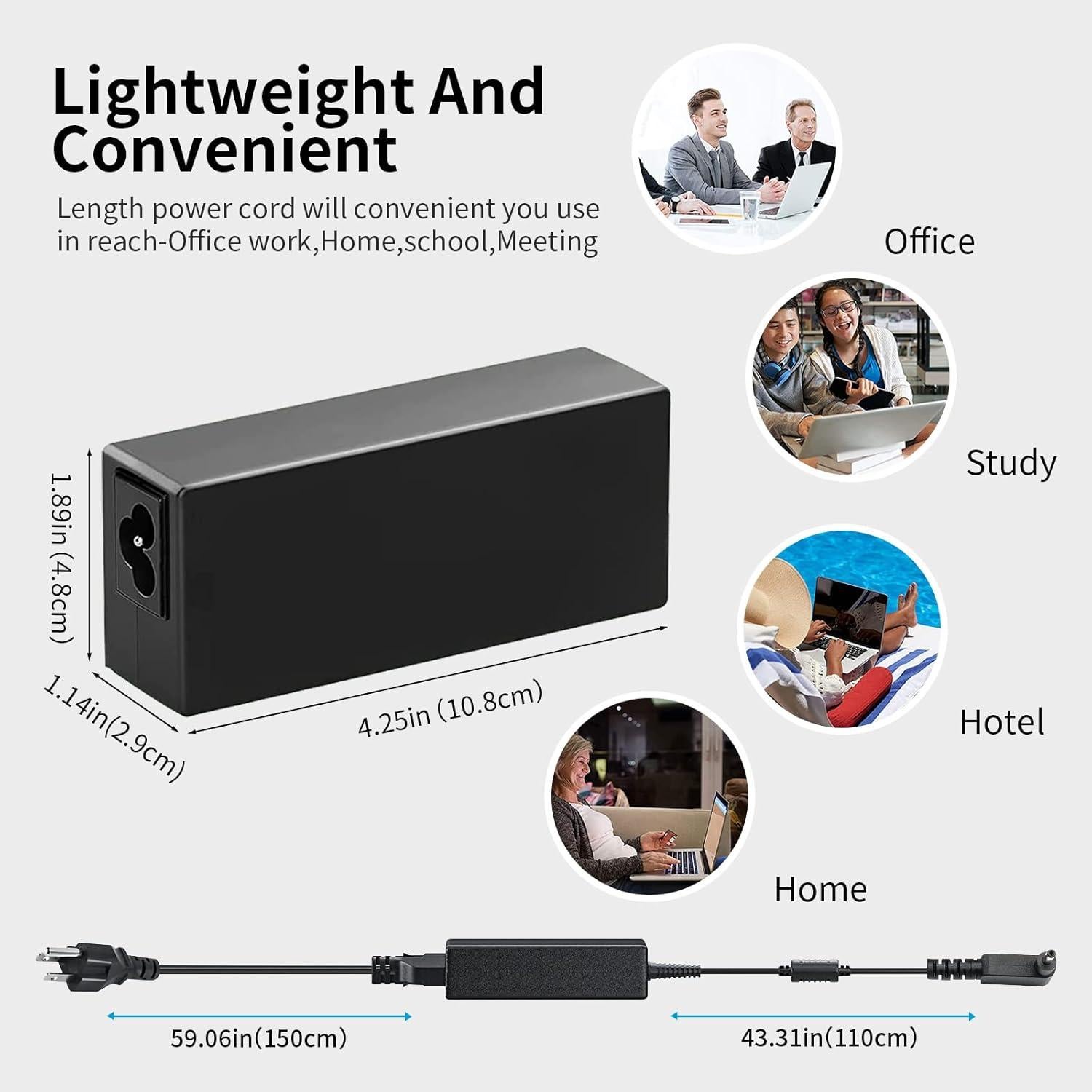 Cargador de Laptop Ryaobwu 65W Compatible con Acer Aspire y Chromebook