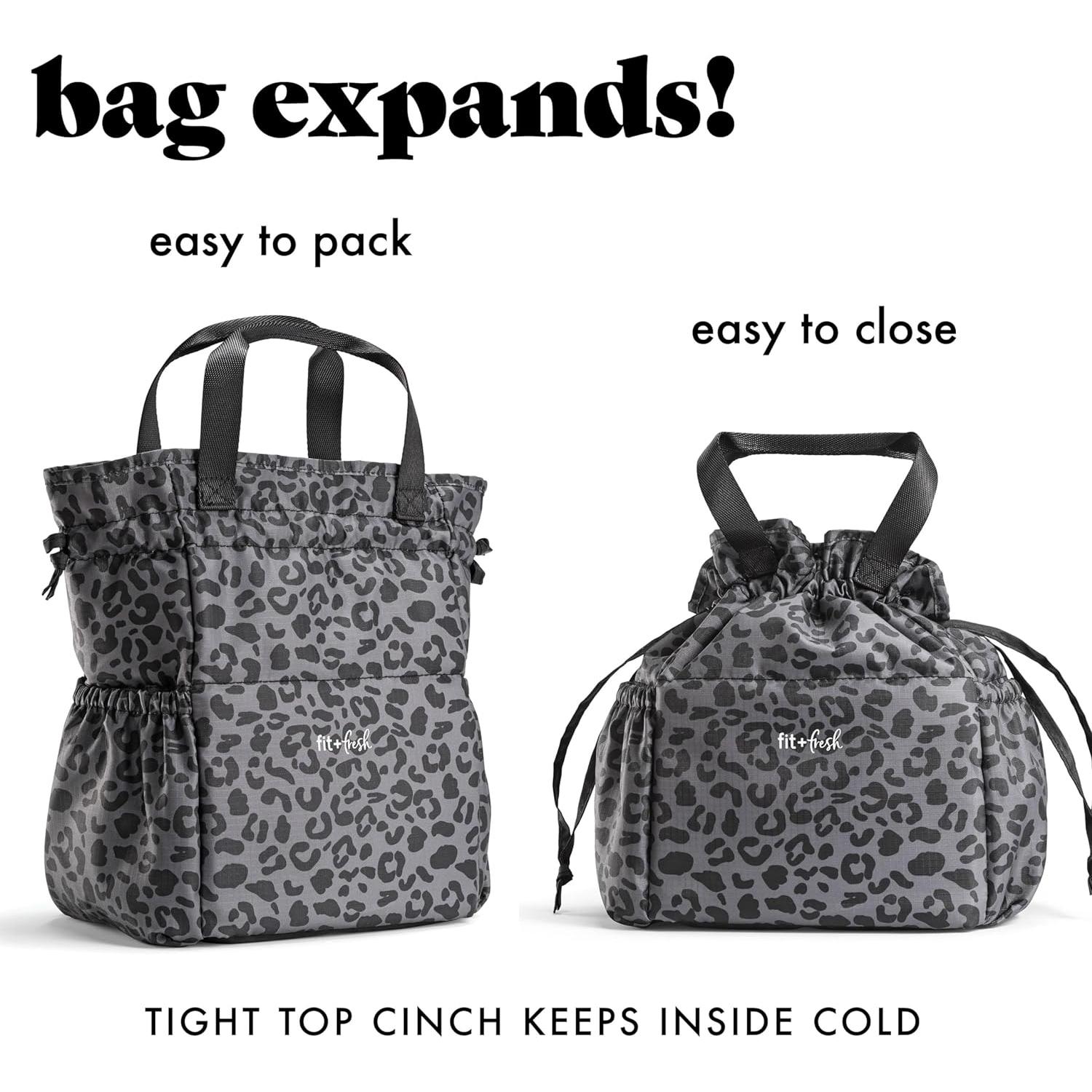 Bolsa de Almuerzo Fit & Fresh Leopardo Negro con 2 Contenedores