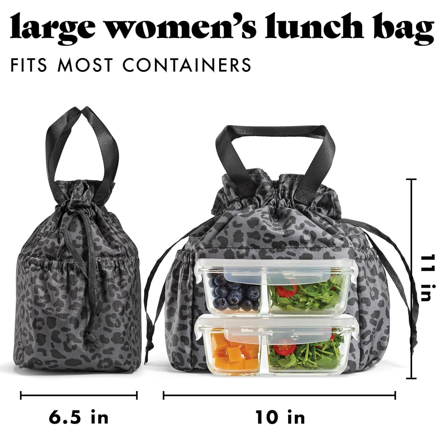 Bolsa de Almuerzo Fit & Fresh Leopardo Negro con 2 Contenedores