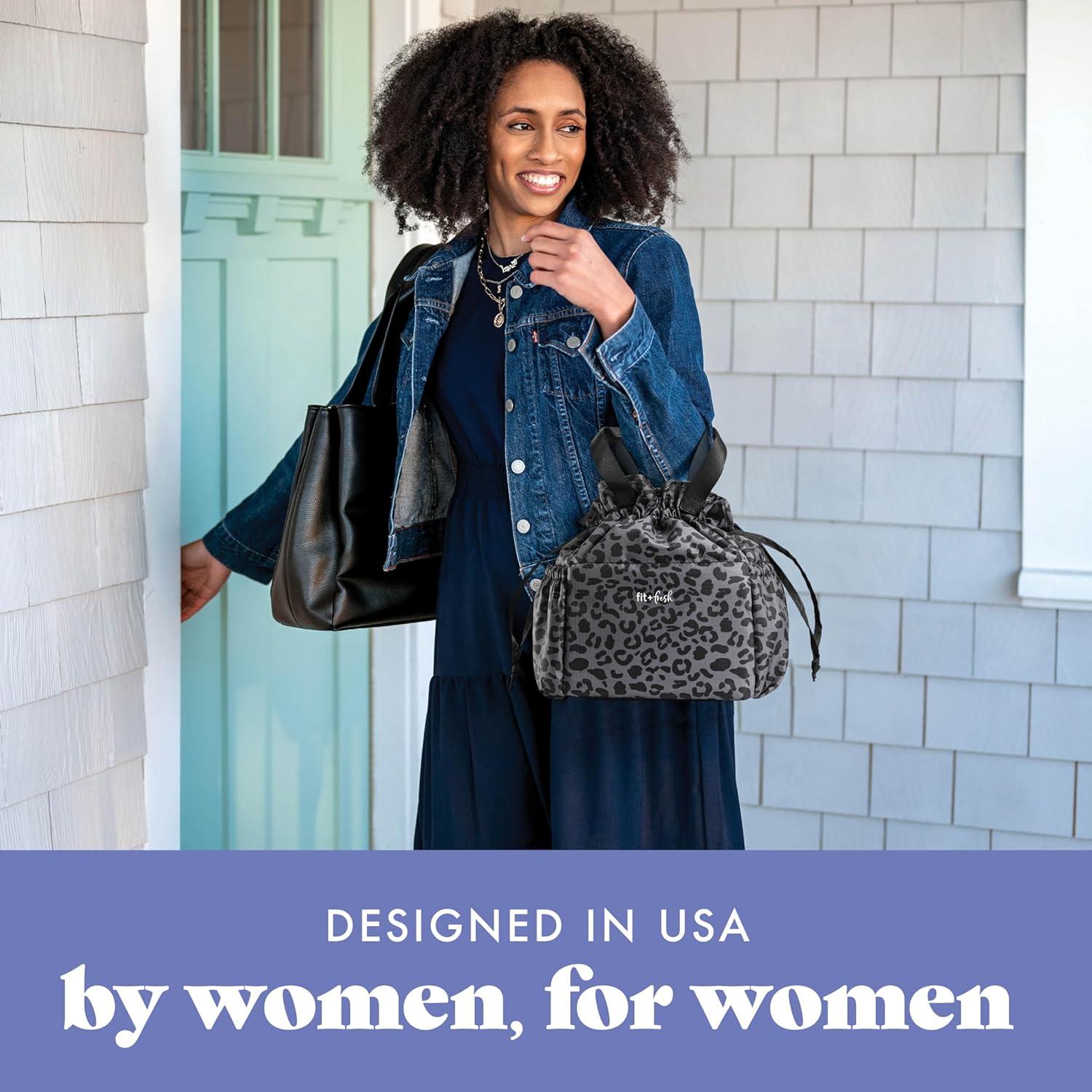 Bolsa de Almuerzo Fit & Fresh Leopardo Negro con 2 Contenedores