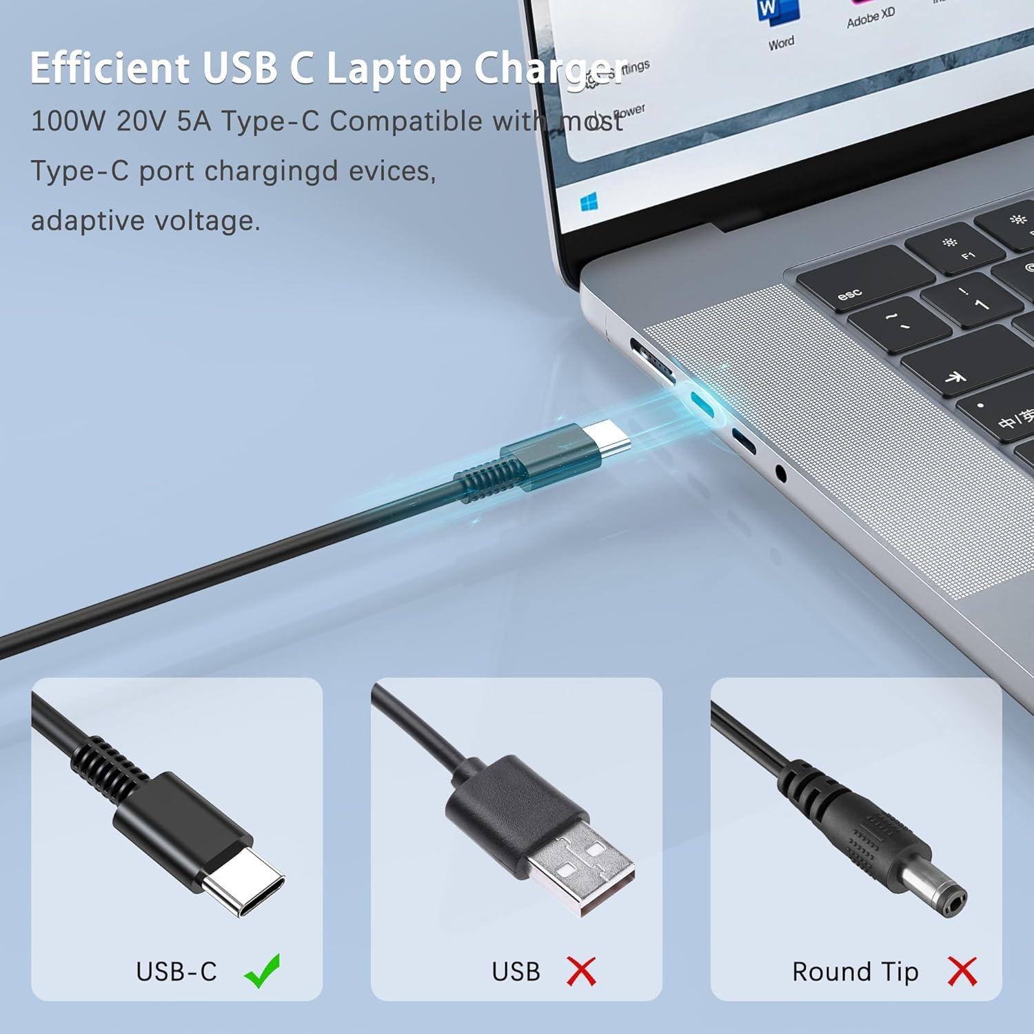 Cargador USB C 100W EWAMESIT para Laptop Lenovo MacBook