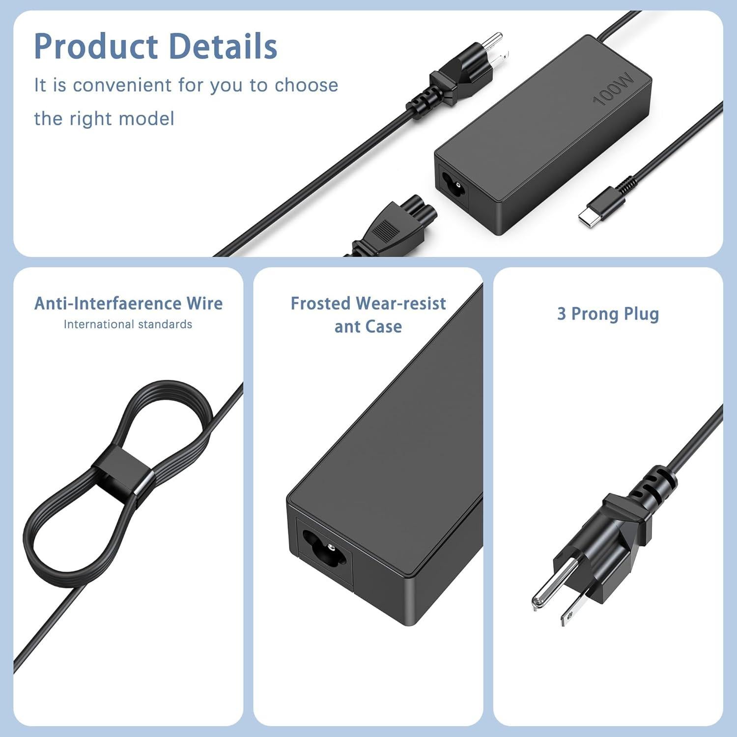 Cargador USB C 100W EWAMESIT para Laptop Lenovo MacBook