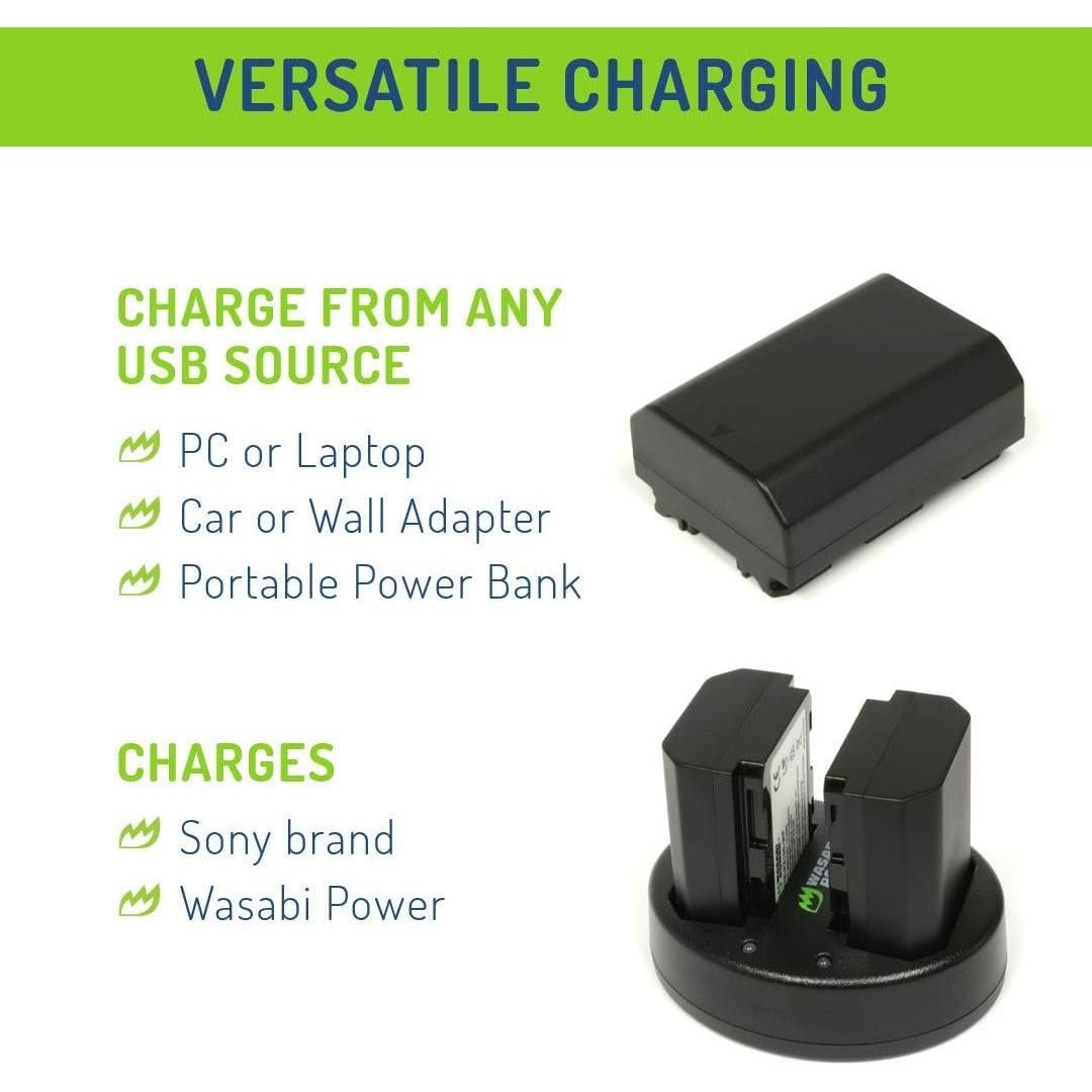 Kit de Baterías y Cargador USB Doble Wasabi Power NP-FZ100