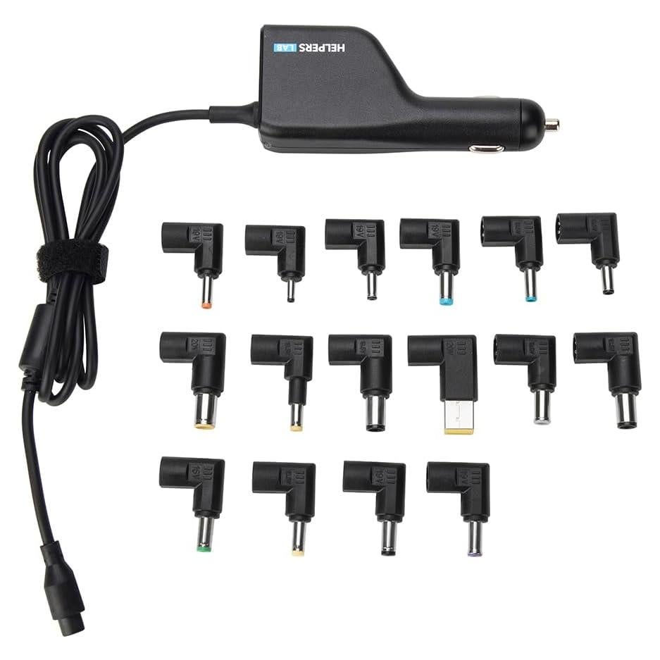 12V 24V Input Laptop Car Charger 16V 18.5V 19V 19.5V 20V DC Power Adapter 90W with 18W QC3.0 USB & 16 Tips 108W Universal for HP Dell IBM Lenovo Acer ASUS Compaq Samsung Sony and More