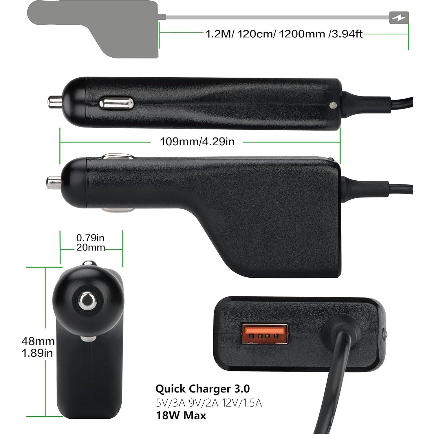 12V 24V Input Laptop Car Charger 16V 18.5V 19V 19.5V 20V DC Power Adapter 90W with 18W QC3.0 USB & 16 Tips 108W Universal for HP Dell IBM Lenovo Acer ASUS Compaq Samsung Sony and More
