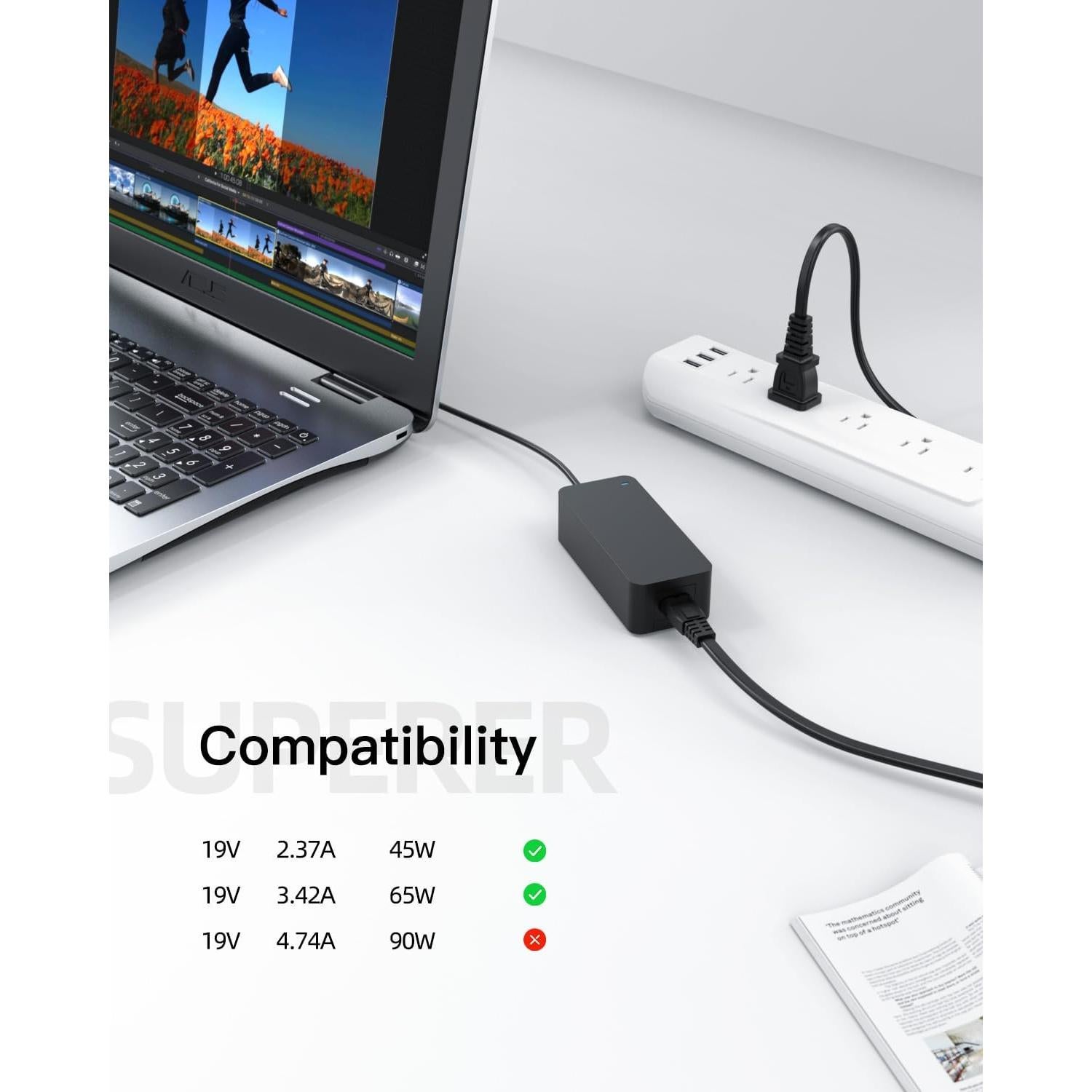 Cargador de CA 65W Superer para Acer Travelmate P2410-M