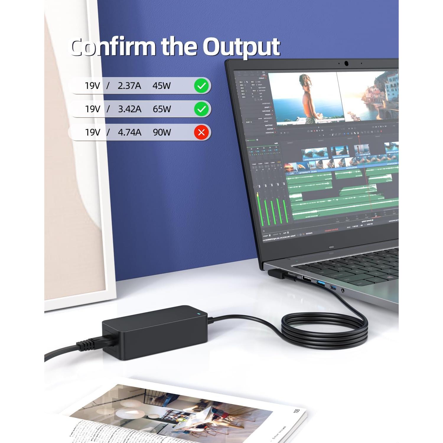 Cargador AC 65W Nicpower para Acer TravelMate P2 y P4