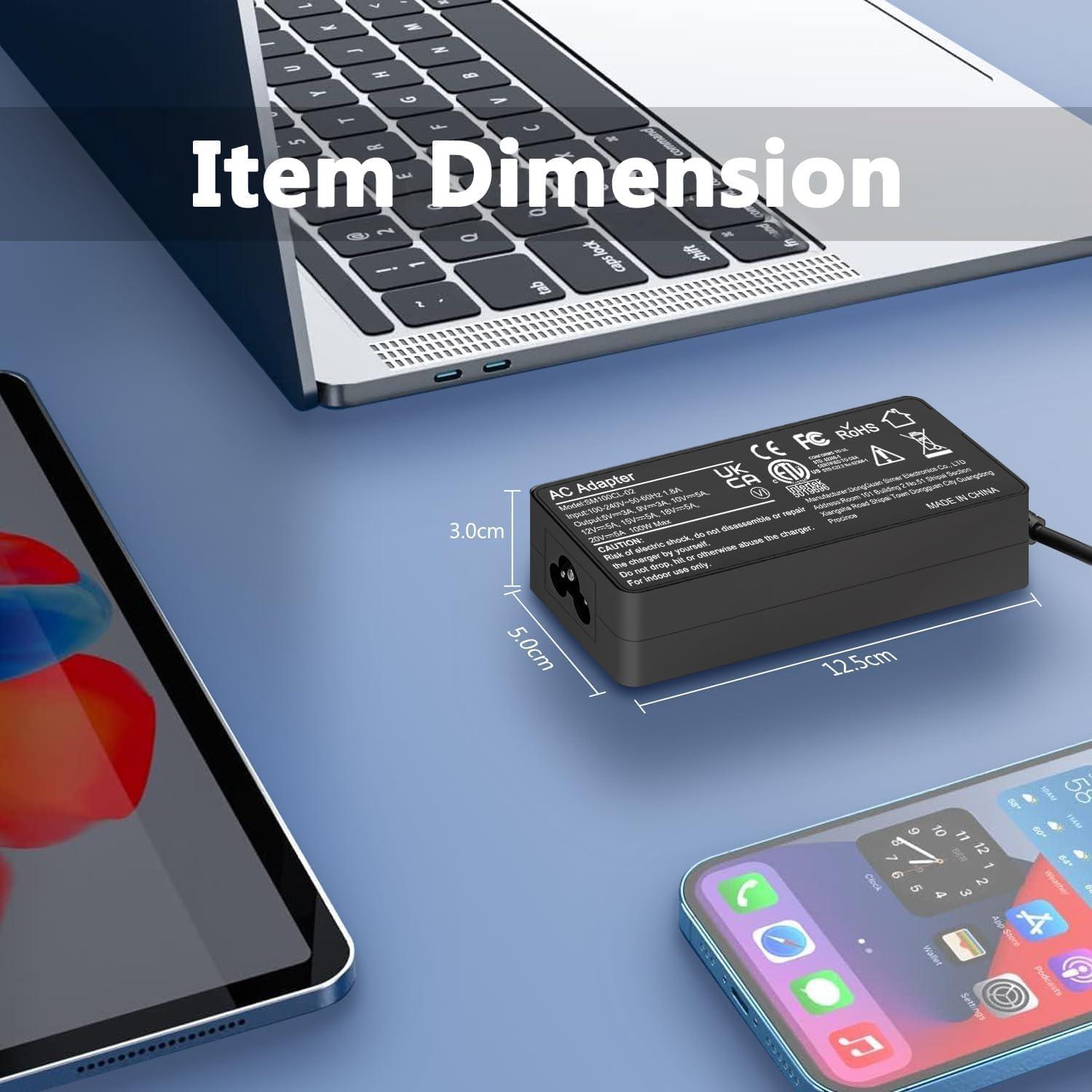 Cargador USB-C 100W Universal para Laptop Lenovo, Dell, MacBook