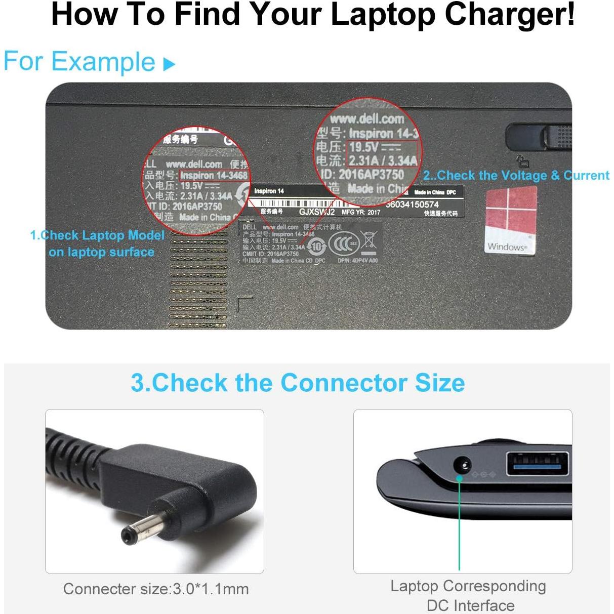 Cargador SOLICE 65W 19V para Acer Aspire y Chromebook