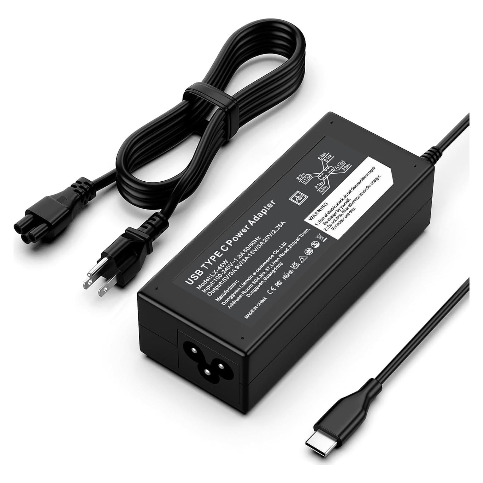 Cargador USB-C 45W Nivjuky para HP Chromebook y más