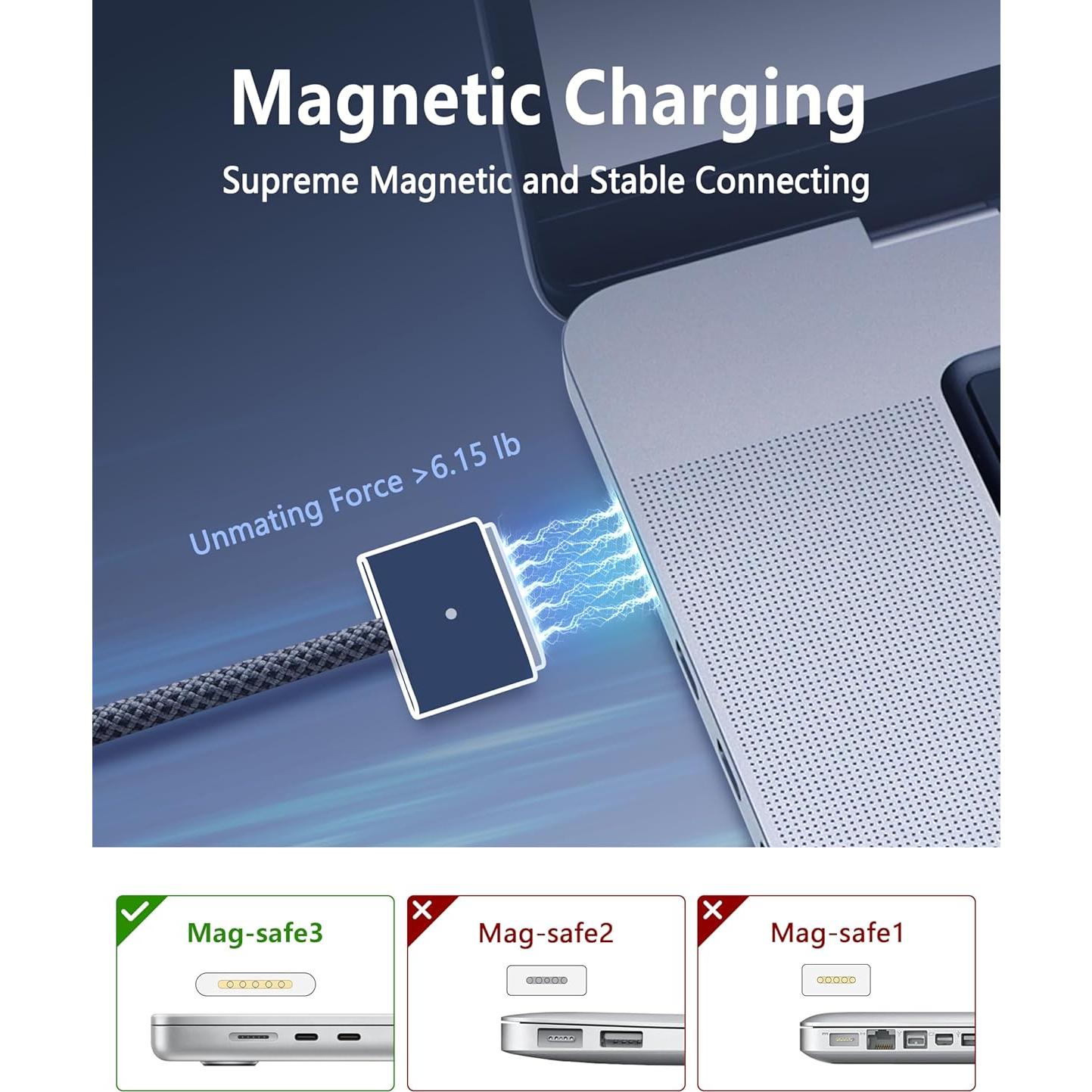 Cable de carga rápida magnético USB-C 2m DERLULU para MacBook