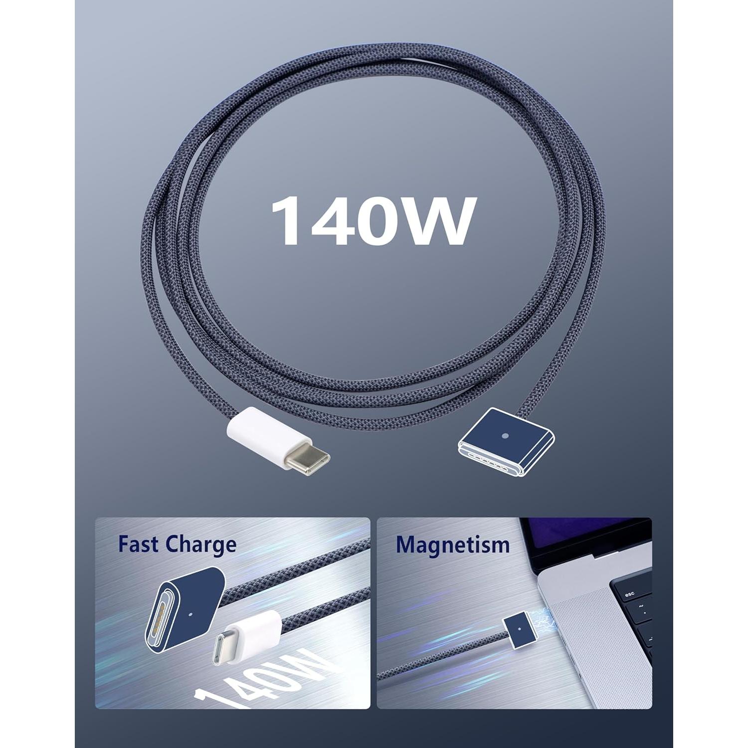 Cable de carga rápida magnético USB-C 2m DERLULU para MacBook
