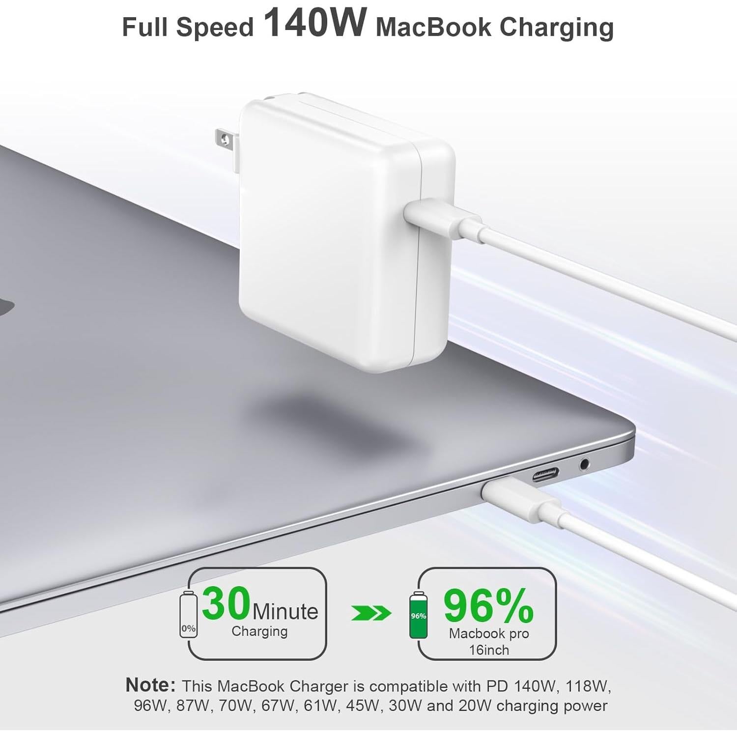 Cargador Rápido 140W USB-C para MacBook Pro y Air