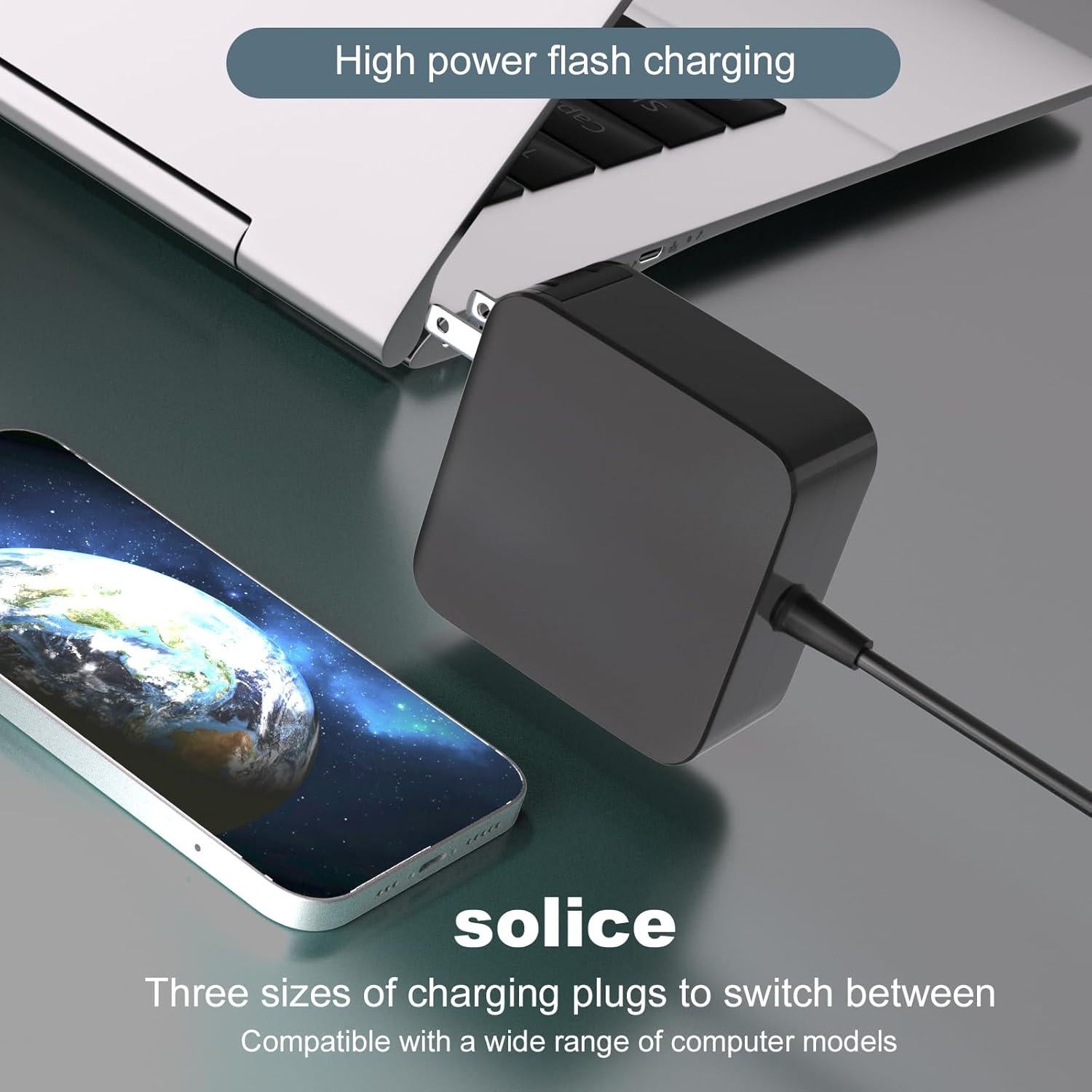 Cargador 65W SOLICE para Lenovo Flex 4/5/6/14/15 y Thinkpad