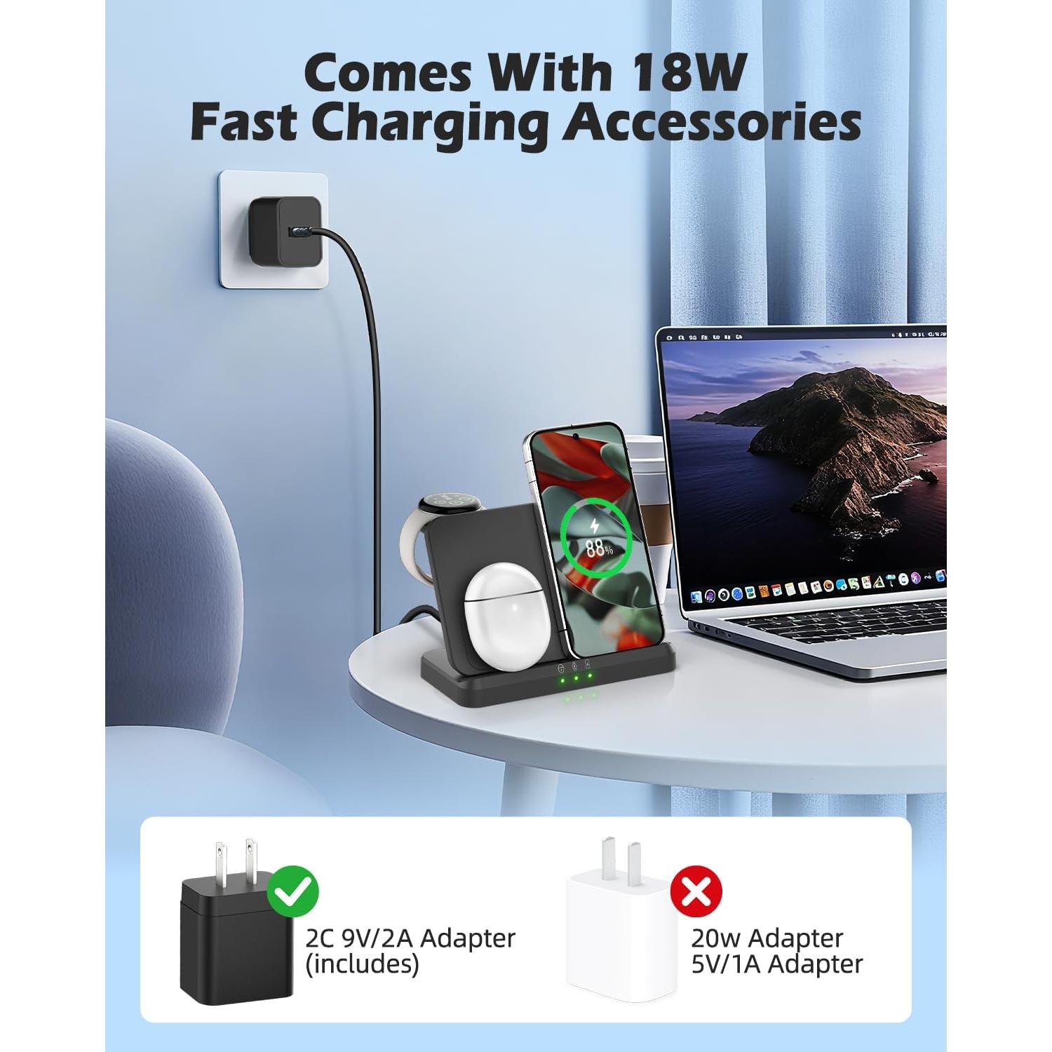 Cargador Inalámbrico 3 en 1 Google Pixel - Estación Plegable