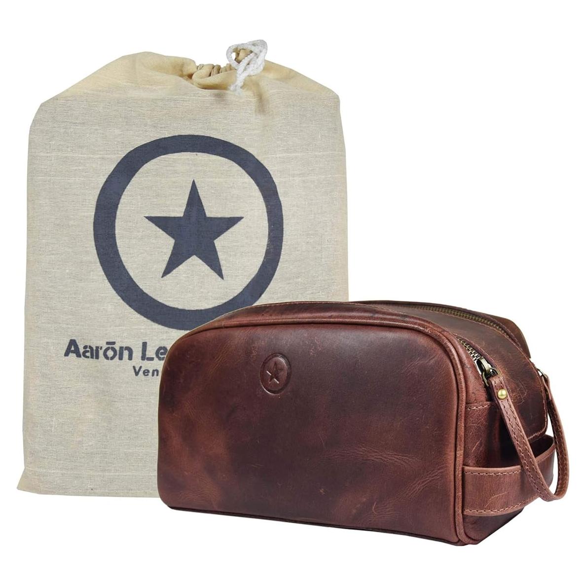 Neceser de Viaje de Cuero Aaron 26x12x14cm Impermeable